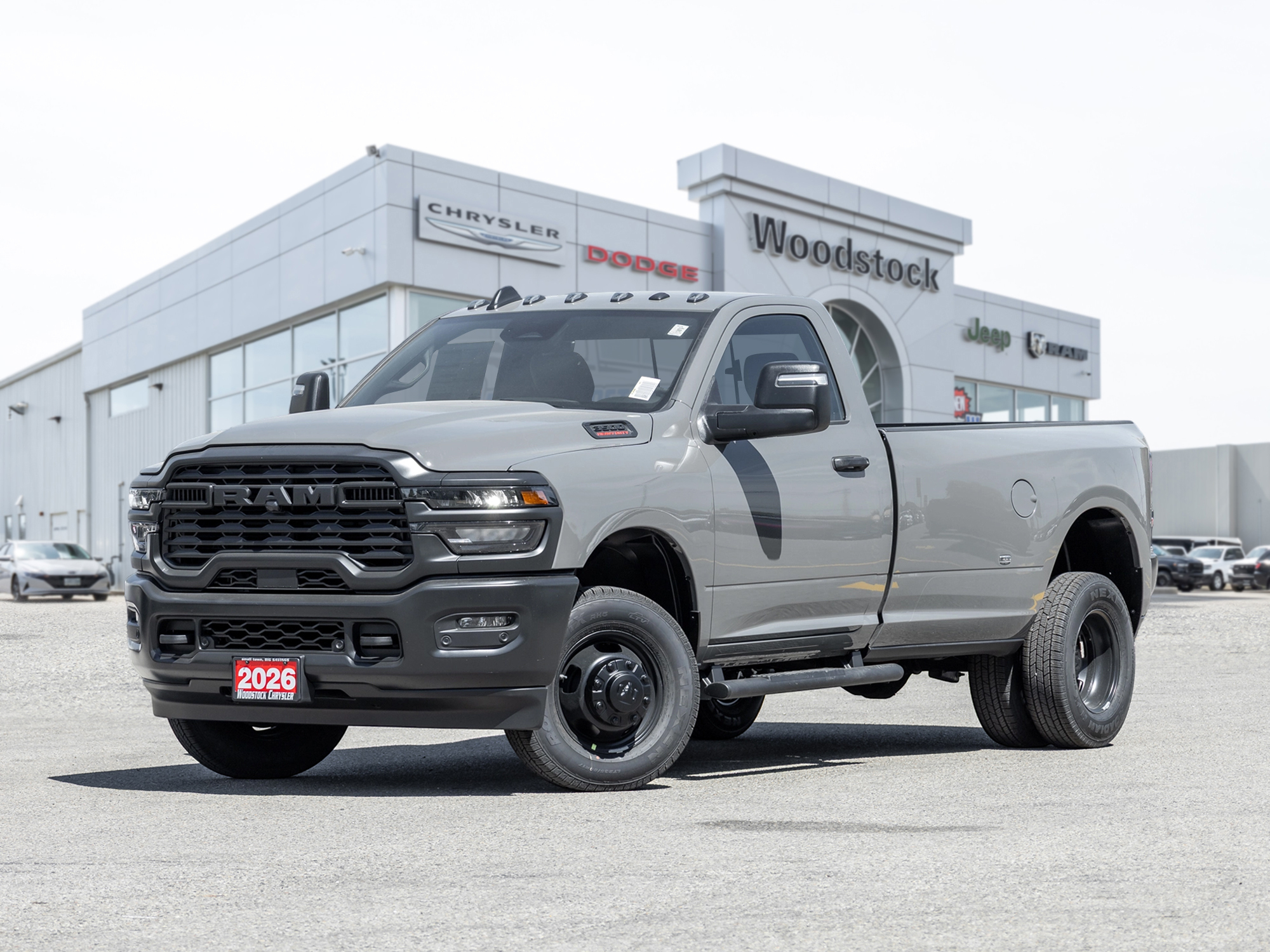 Gray 2026 RAM 3500 Tradesman Regular Cab LB DRW 4WD Pickup Truck Four-Wheel Drive 8-Speed Automatic