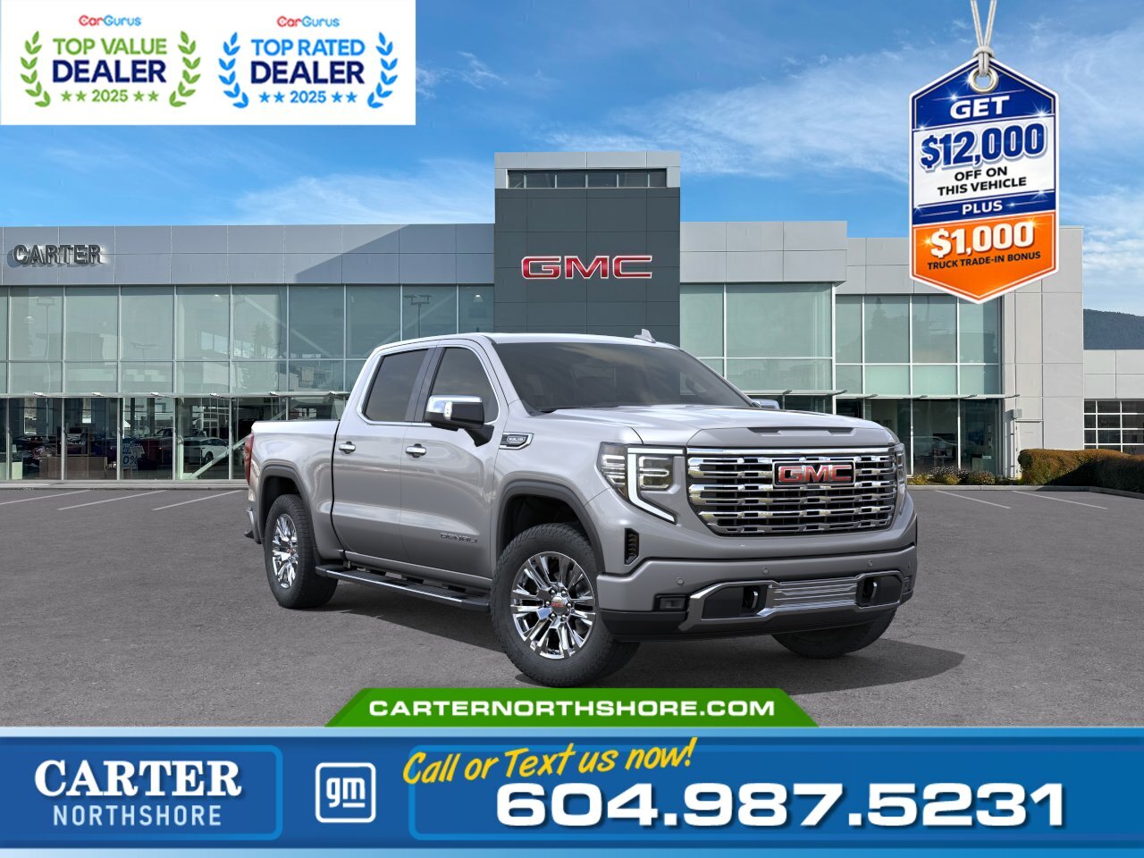 Gray 2026 GMC Sierra 1500 Denali Crew Cab 4WD Pickup Truck Four-Wheel Drive