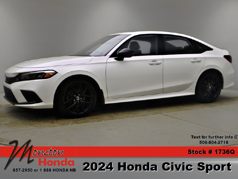 White 2024 Honda Civic Sport FWD Sedan Front-Wheel Drive Continuously Variable Transmission