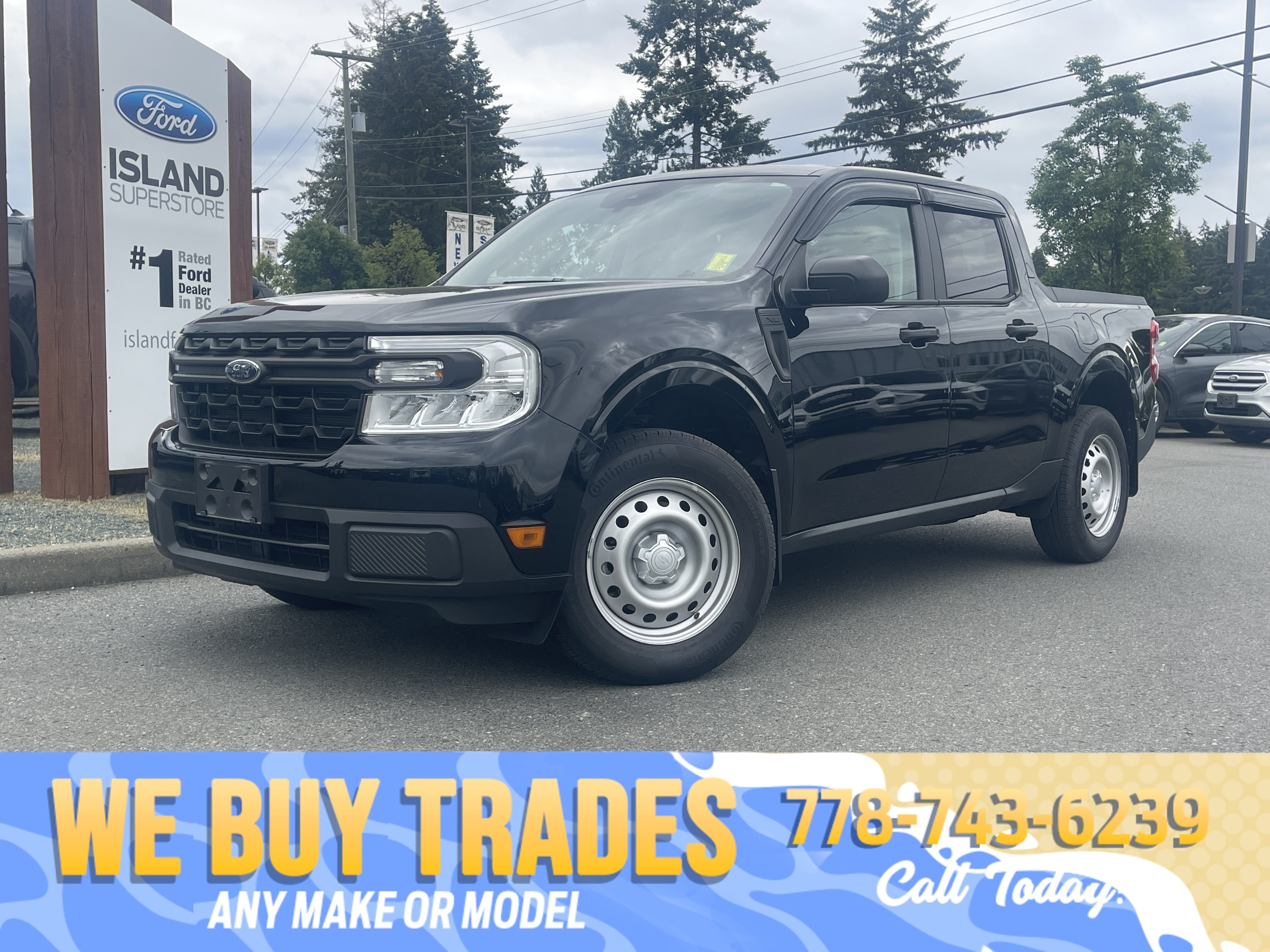 Black 2023 Ford Maverick XL SuperCrew FWD Pickup Truck Front-Wheel Drive Automatic
