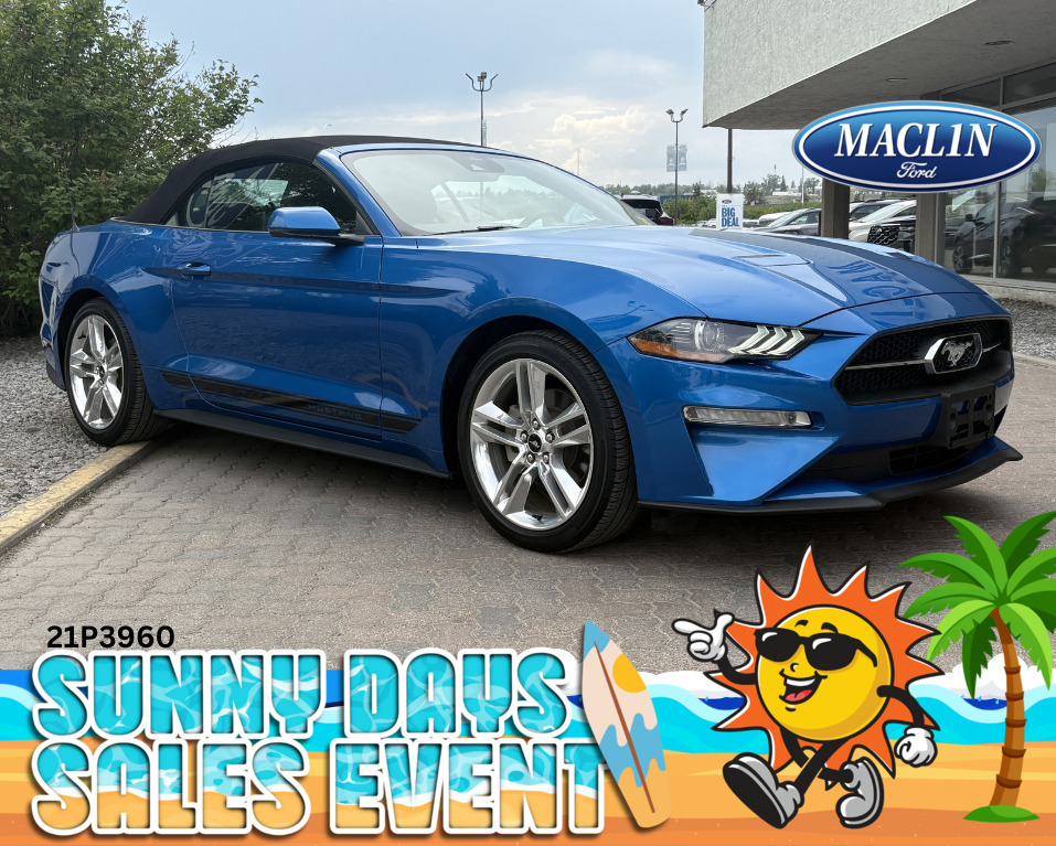 Blue 2021 Ford Mustang EcoBoost Premium Convertible RWD Convertible Rear-Wheel Drive Automatic
