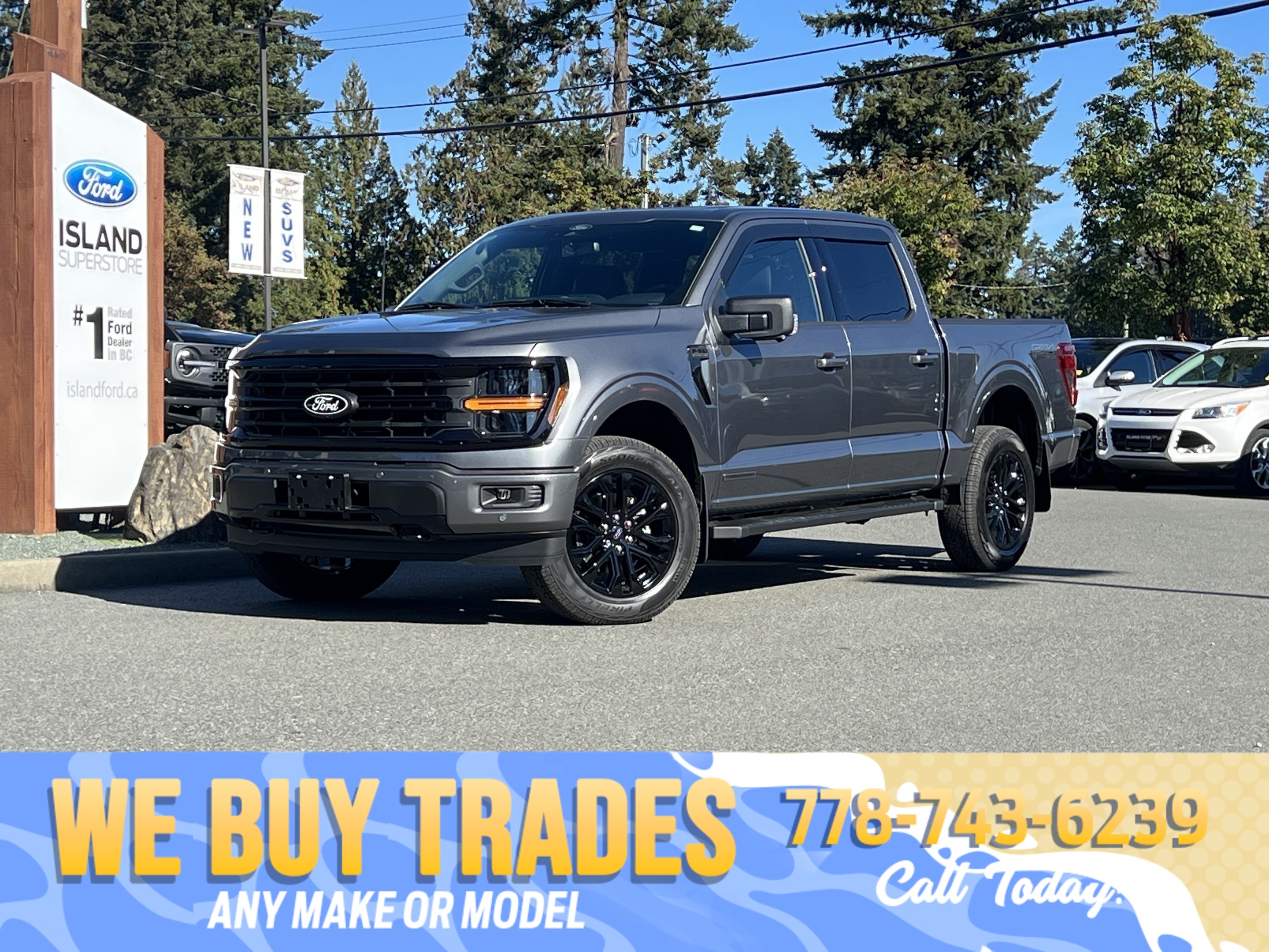 Gray 2025 Ford F-150 XLT SuperCrew 4WD Pickup Truck Four-Wheel Drive Automatic