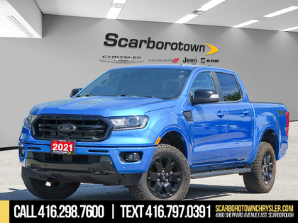 Blue 2021 Ford Ranger Lariat SuperCrew 4WD Pickup Truck Four-Wheel Drive Automatic