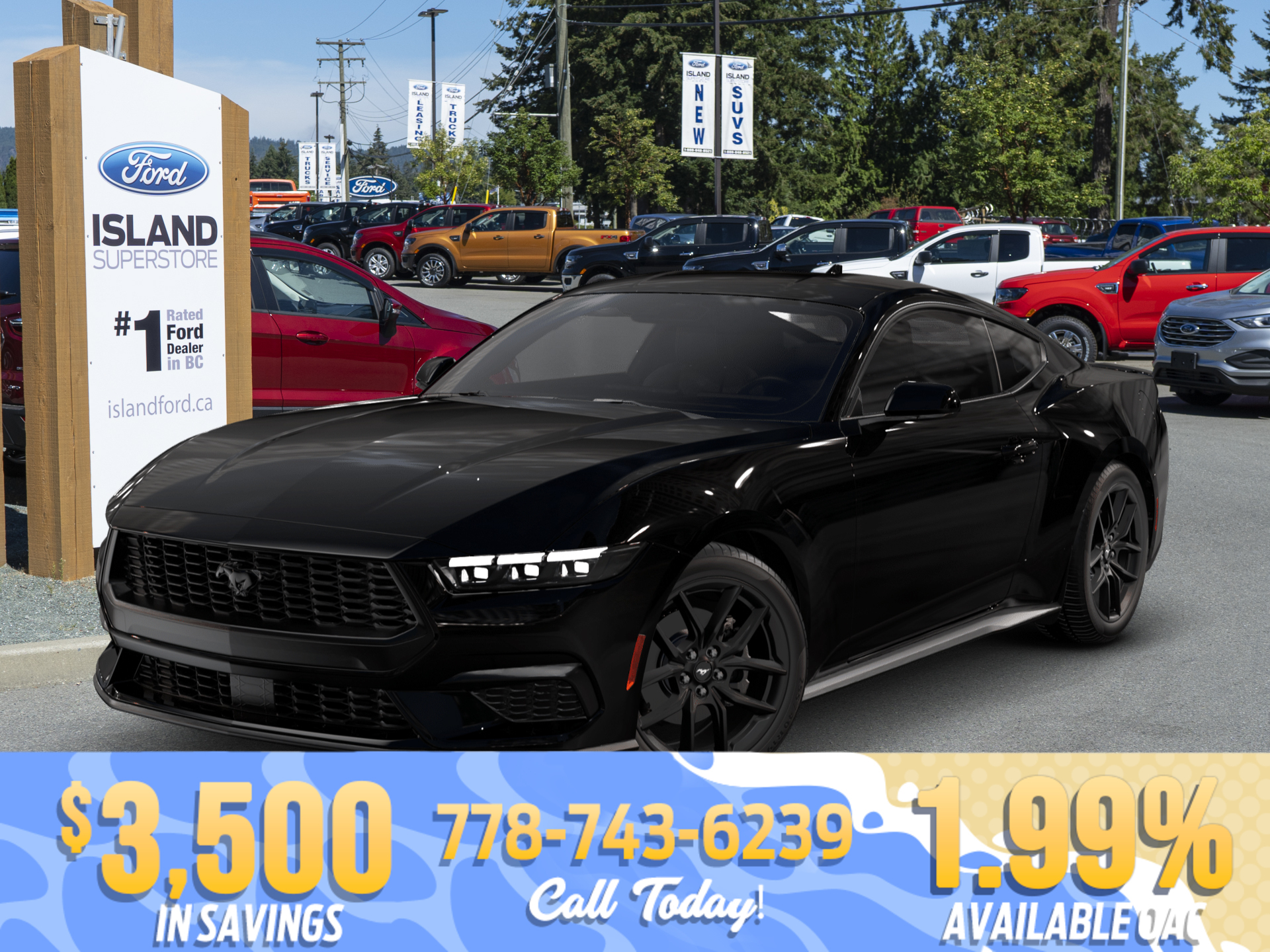 Black 2026 Ford Mustang EcoBoost Fastback RWD Coupe Rear-Wheel Drive Automatic