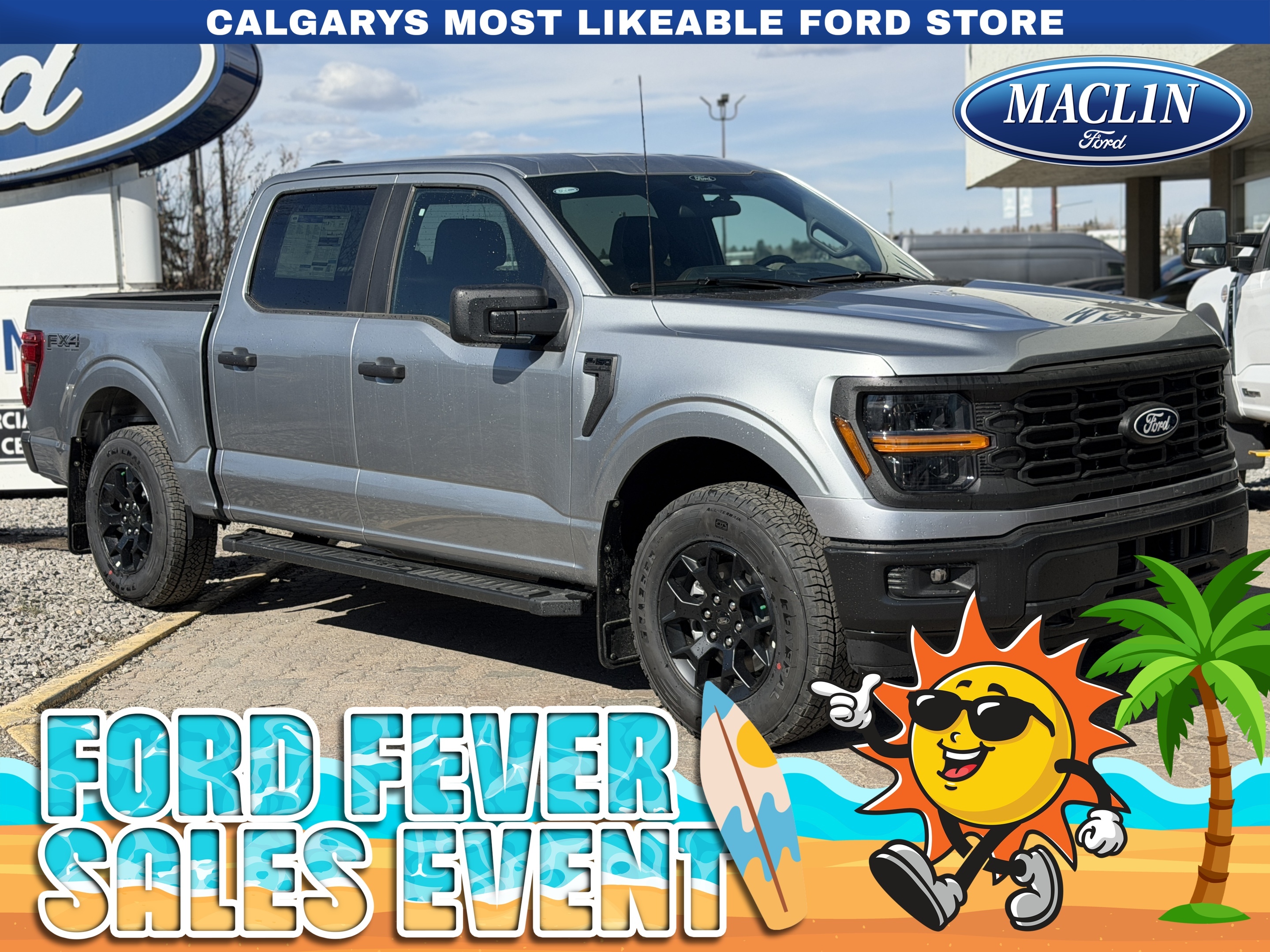 Silver 2026 Ford F-150 STX SuperCrew 4WD Pickup Truck Four-Wheel Drive Automatic