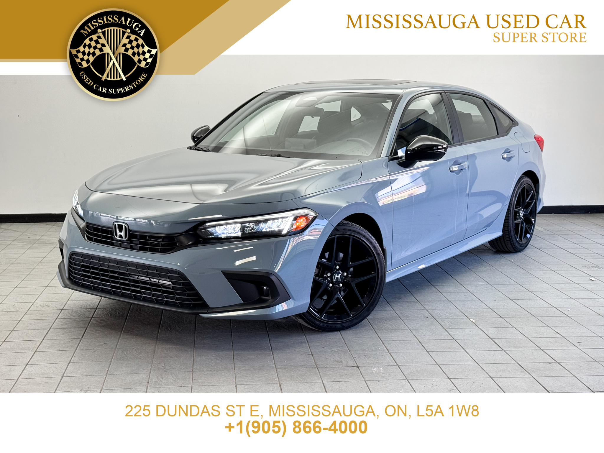 Gray 2023 Honda Civic Sport FWD Sedan Front-Wheel Drive Automatic