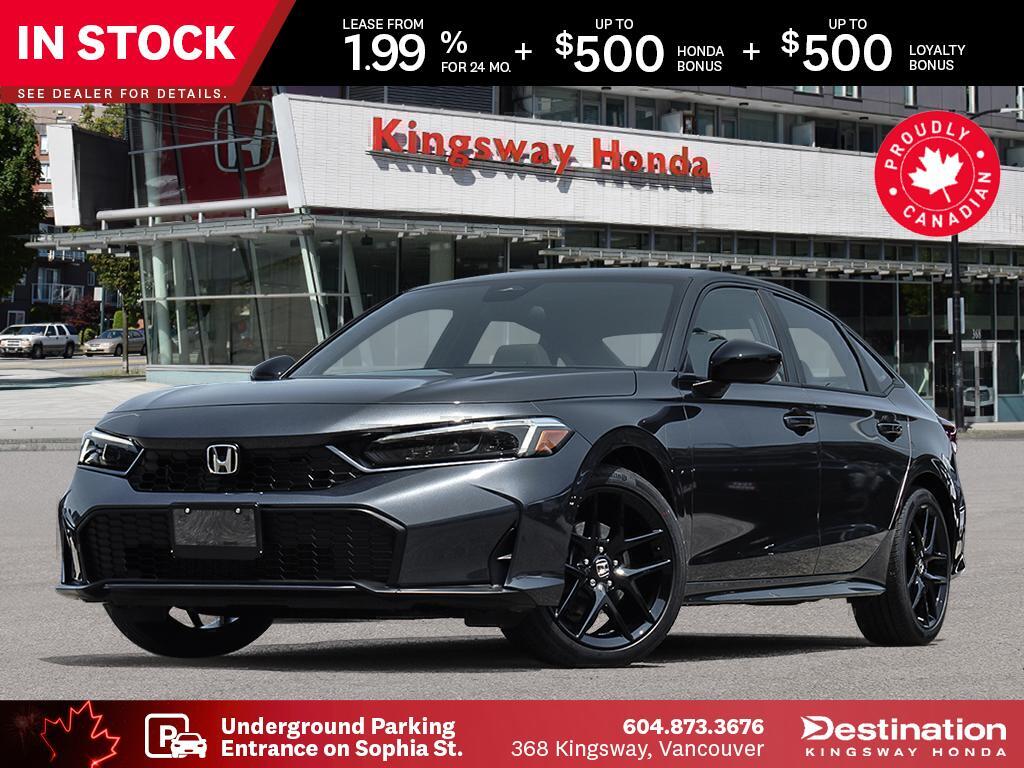 Gray (Meteoroid Grey Metallic) 2026 Honda Civic Hybrid Sport Sedan FWD Sedan Front-Wheel Drive Automatic