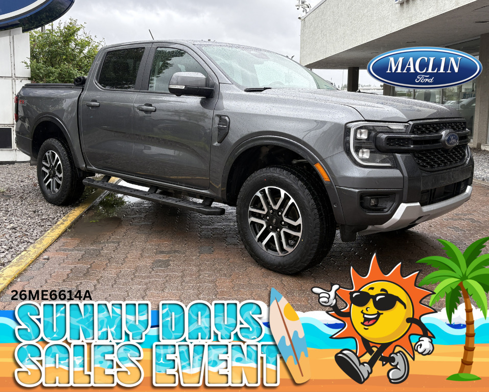 Gray 2024 Ford Ranger Lariat SuperCrew 4WD Pickup Truck Four-Wheel Drive Automatic