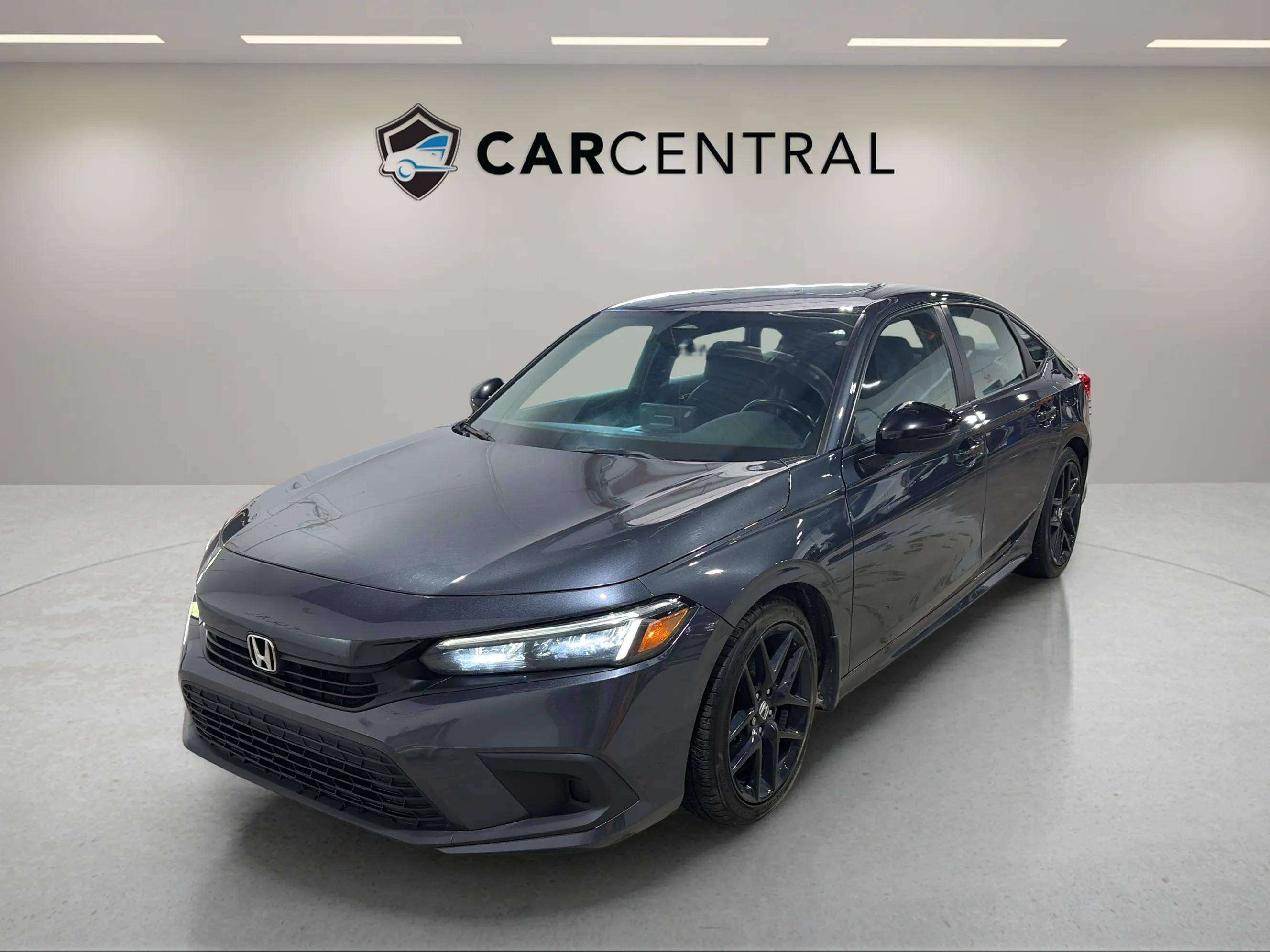 Gray 2022 Honda Civic Sport FWD Sedan Front-Wheel Drive Continuously Variable Transmission