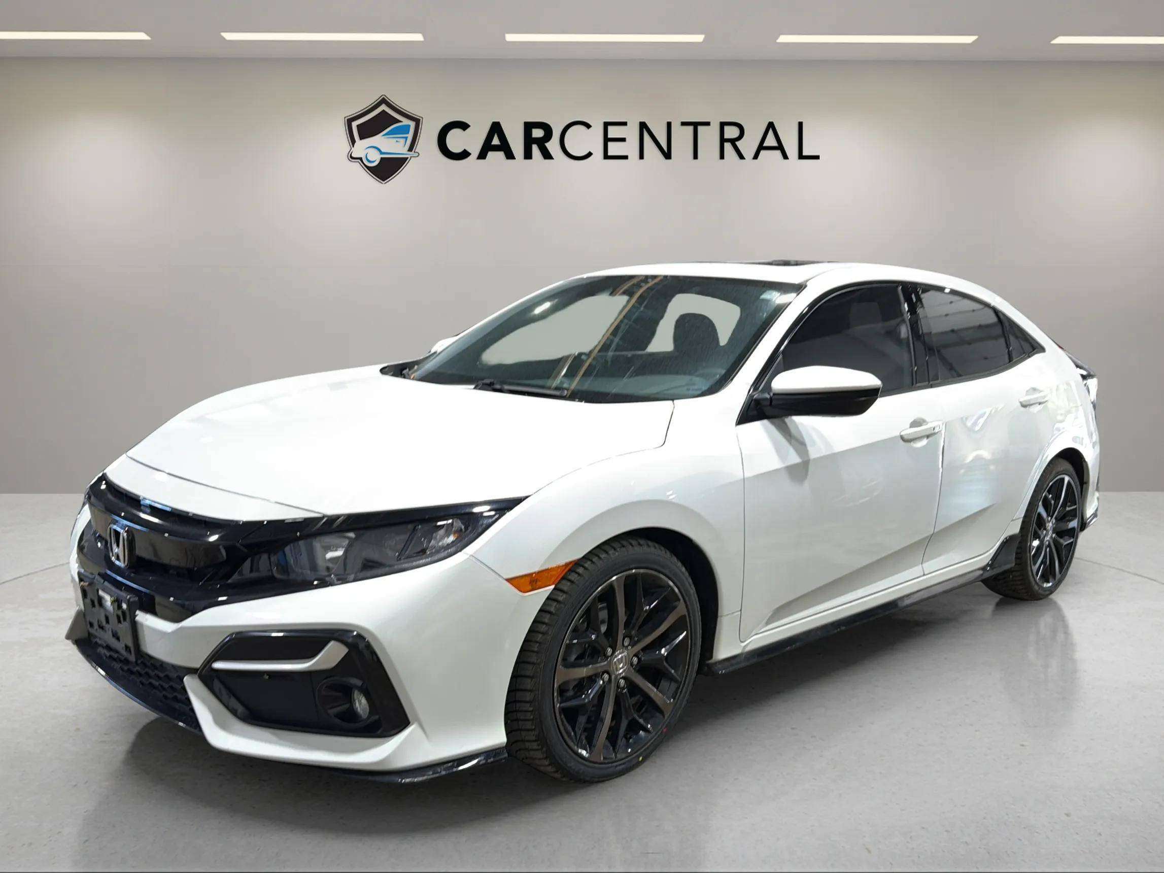White 2021 Honda Civic Hatchback Sport FWD Hatchback Front-Wheel Drive Continuously Variable Transmission