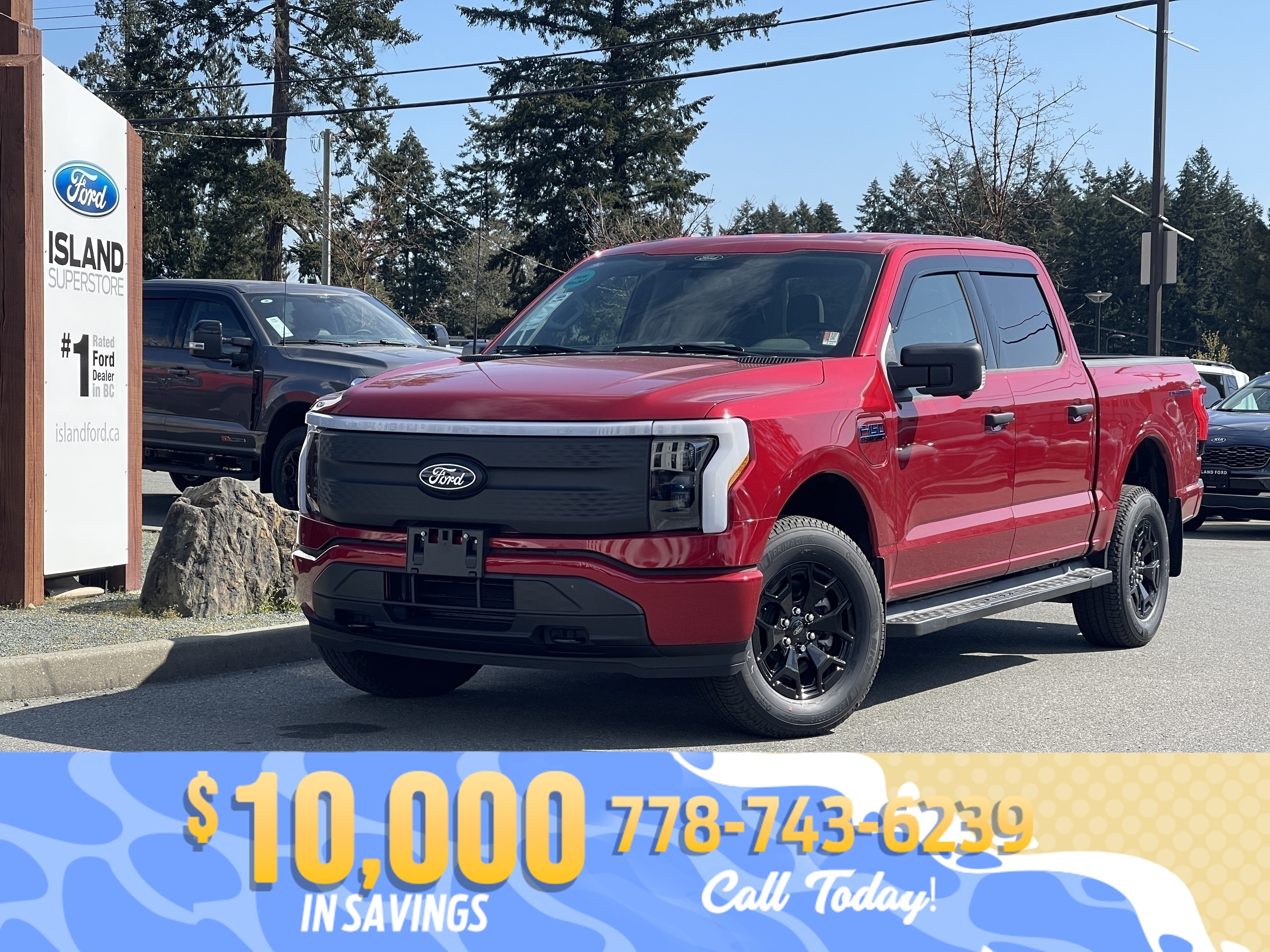 Red 2025 Ford F-150 Lightning XLT SuperCrew AWD Pickup Truck All-Wheel Drive 1-Speed Automatic