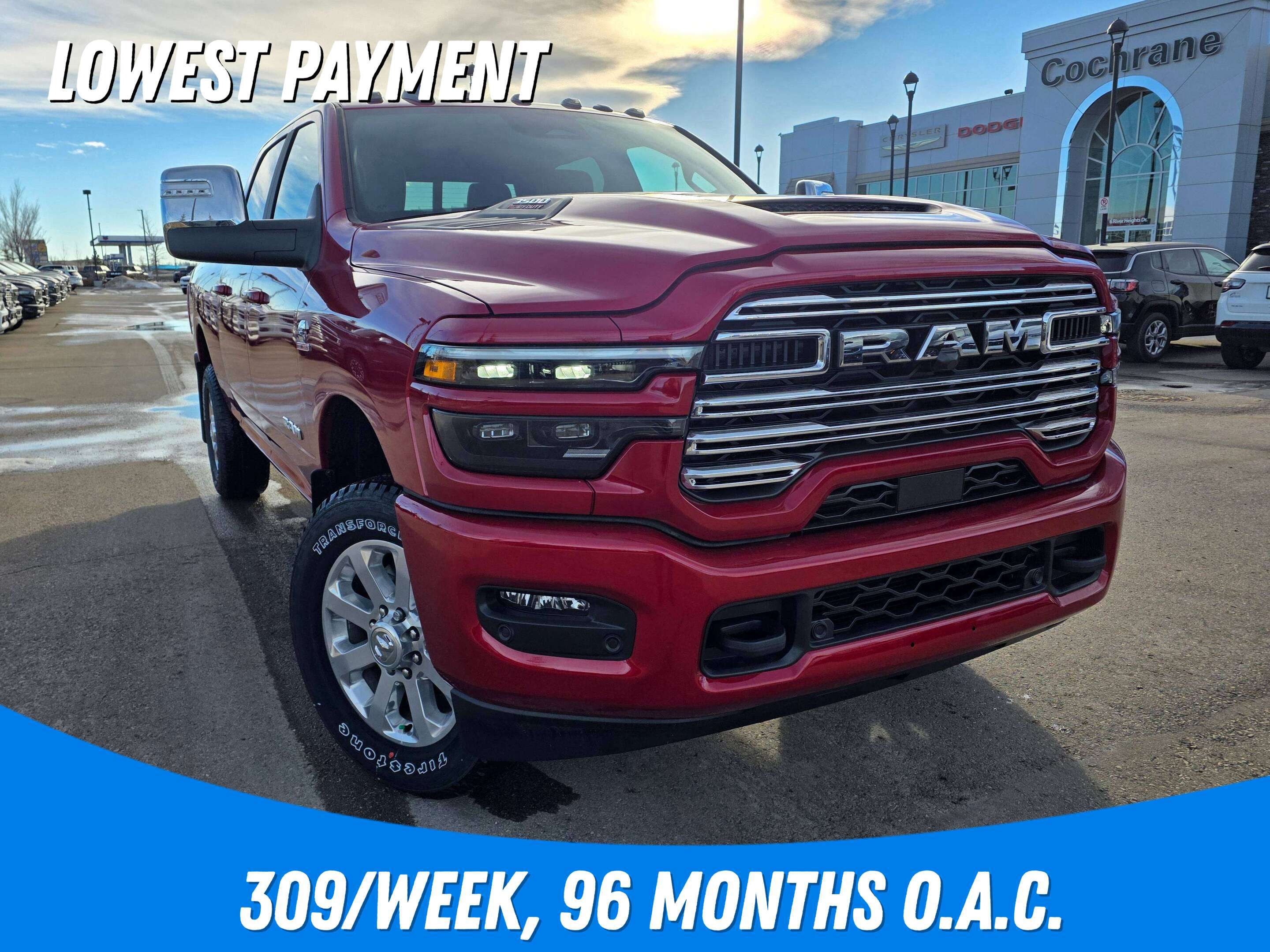 Red 2026 RAM 3500 Laramie Crew Cab 4WD Pickup Truck Four-Wheel Drive 8-Speed Automatic