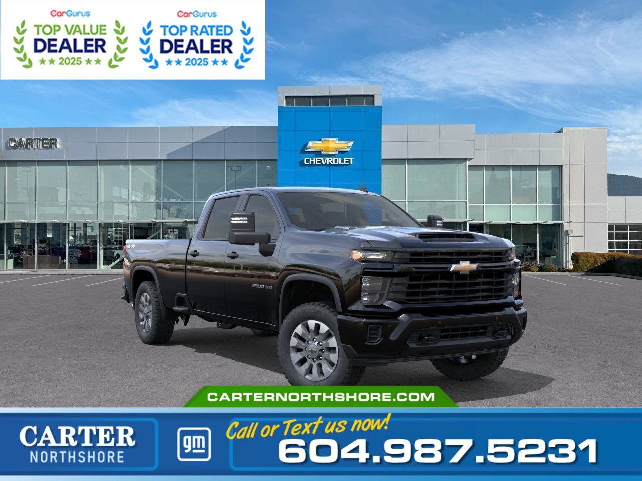 Black 2026 Chevrolet Silverado 2500HD Custom Crew Cab LB 4WD Pickup Truck Four-Wheel Drive Automatic