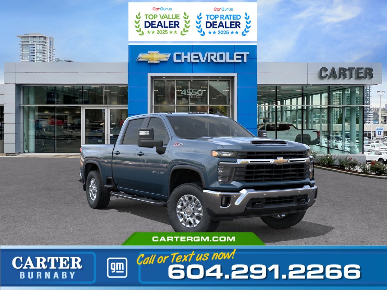 Blue 2026 Chevrolet Silverado 3500HD LT Crew Cab 4WD Pickup Truck Four-Wheel Drive Automatic
