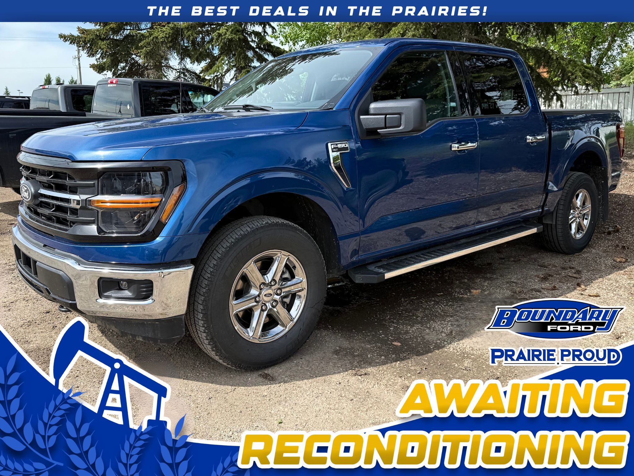 Blue 2025 Ford F-150 XLT SuperCrew 4WD Pickup Truck Four-Wheel Drive Automatic