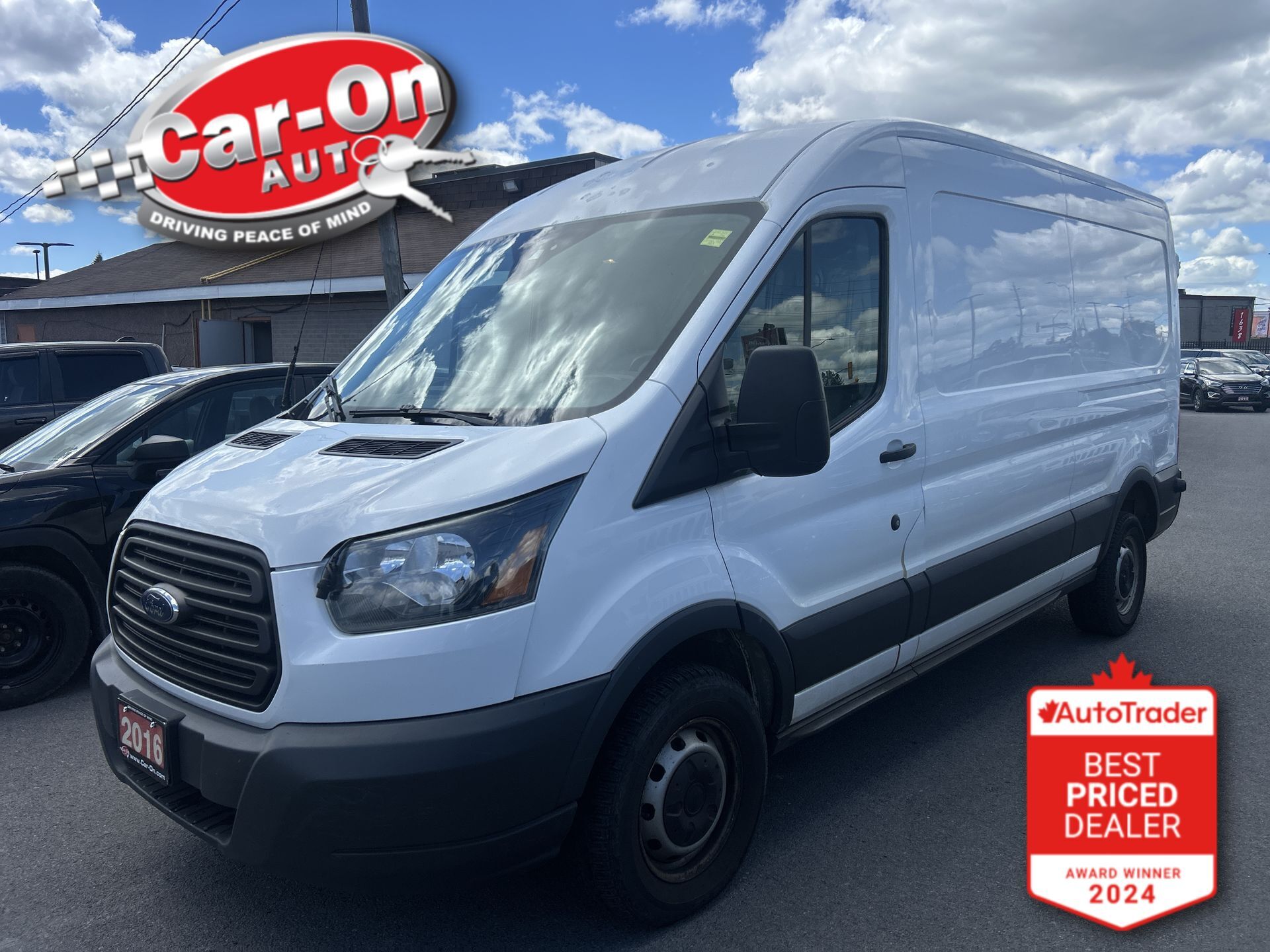 White 2016 Ford Transit Cargo 250 3dr LWB Medium Roof with Sliding Passenger Side Door Van Rear-Wheel Drive Automatic