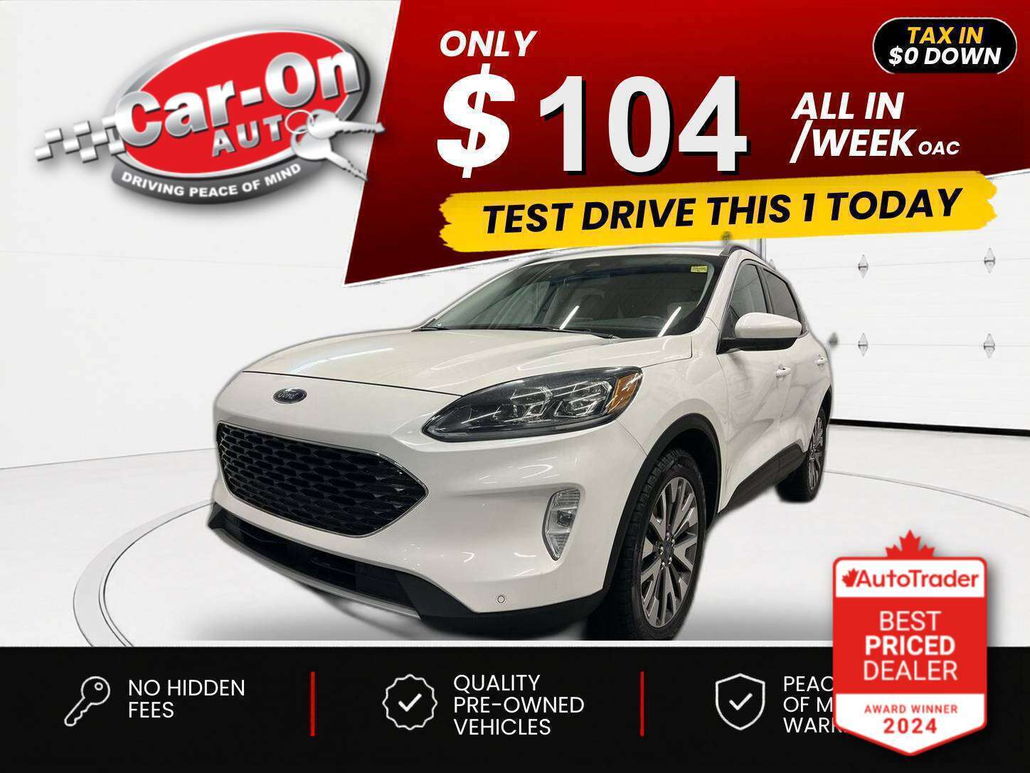 White 2022 Ford Escape Titanium AWD SUV / Crossover All-Wheel Drive Automatic