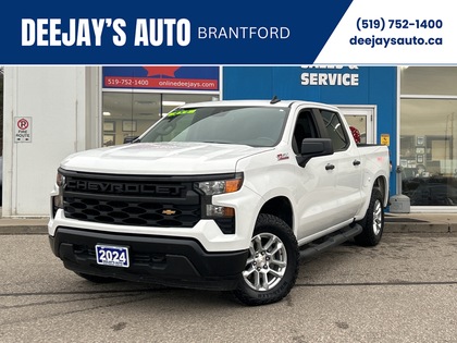 White 2024 Chevrolet Silverado 1500 Work Truck Crew Cab 4WD Pickup Truck Four-Wheel Drive Automatic