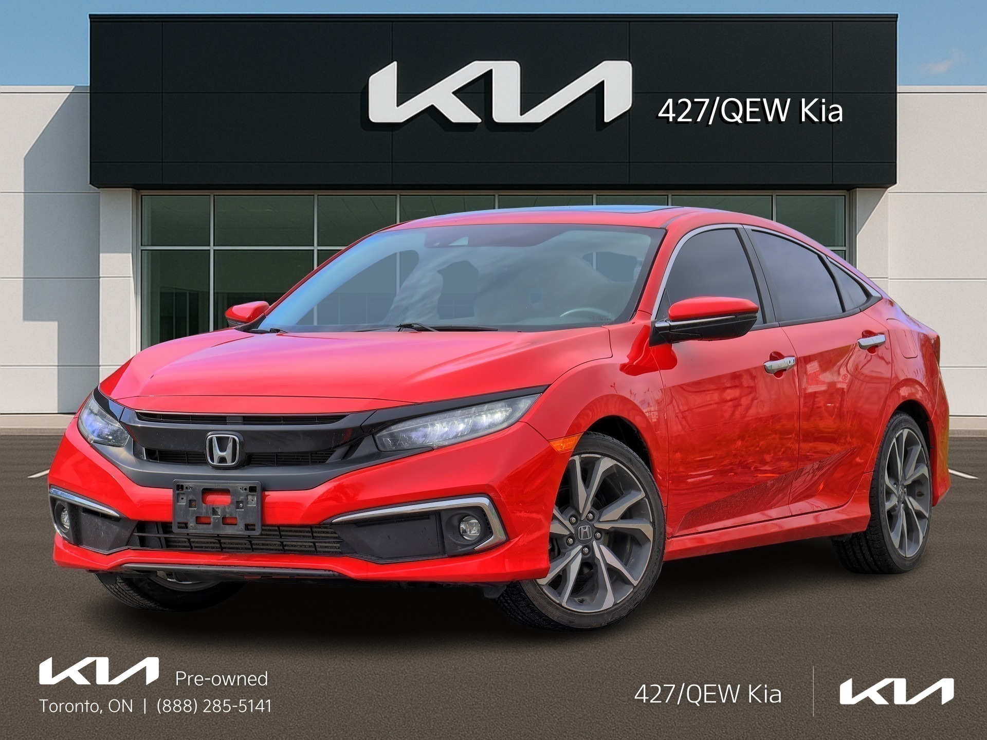 Red 2019 Honda Civic Touring FWD Sedan Front-Wheel Drive Continuously Variable Transmission