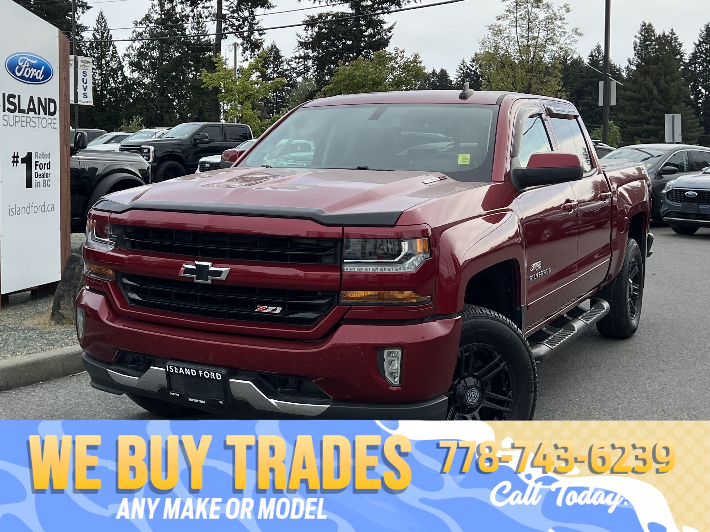 Red 2018 Chevrolet Silverado 1500 LT Crew Cab 4WD Pickup Truck Four-Wheel Drive Automatic