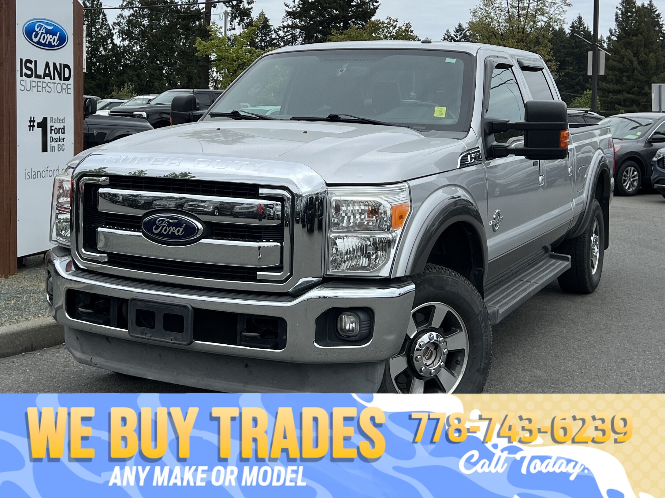 Silver 2012 Ford F-350 Super Duty Lariat Crew Cab 4WD Pickup Truck Four-Wheel Drive Automatic