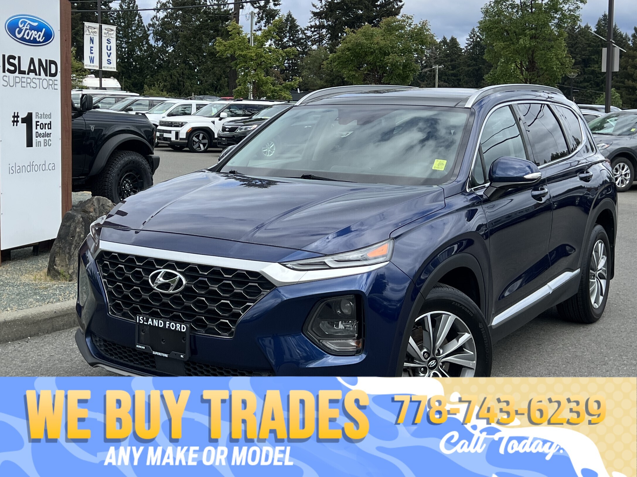 Blue 2020 Hyundai Santa Fe 2.4L Preferred AWD with Sun and Leather Package SUV / Crossover All-Wheel Drive Automatic