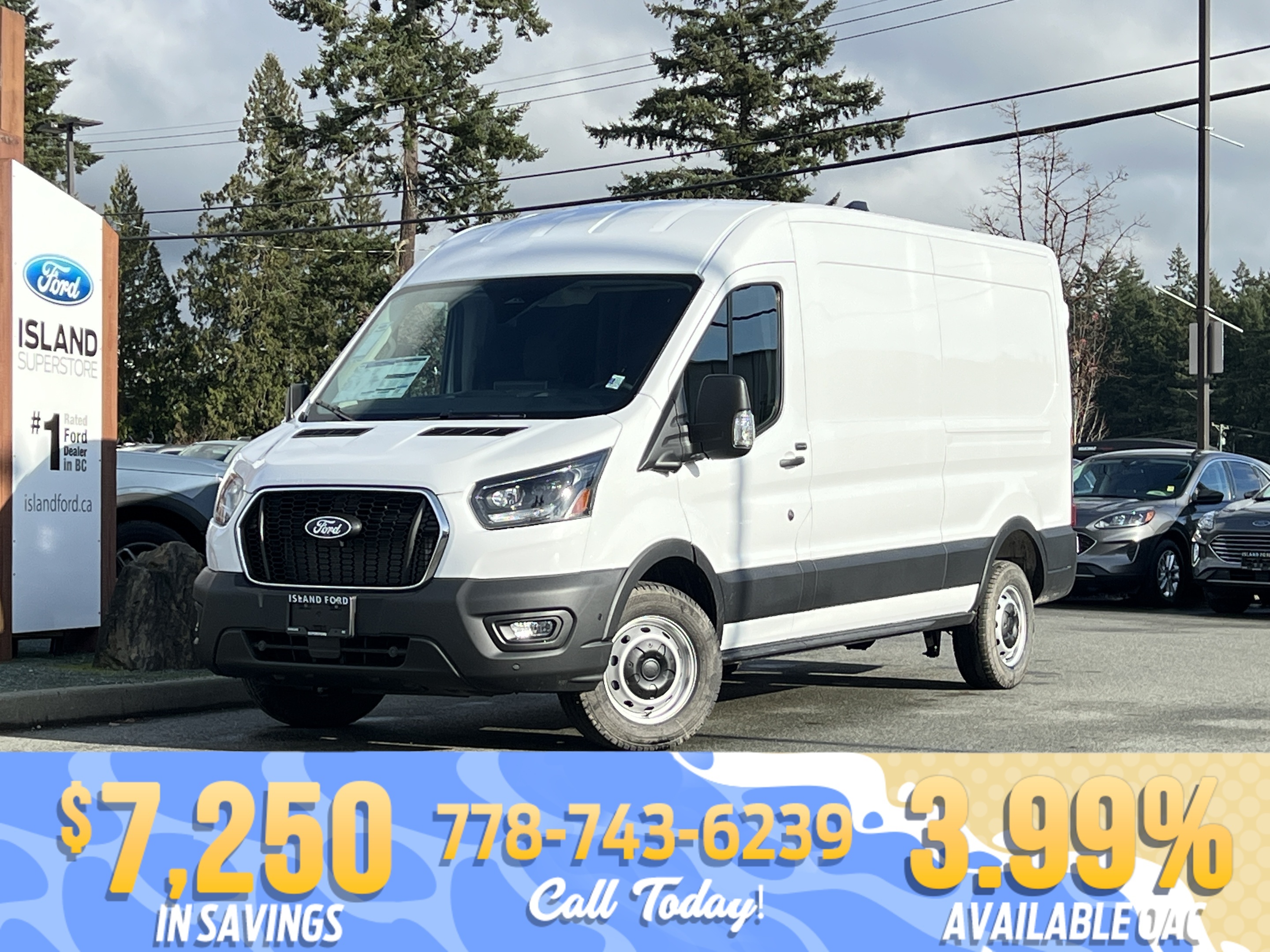 White 2026 Ford Transit Cargo 350 Medium Roof LB RWD Van Rear-Wheel Drive Automatic