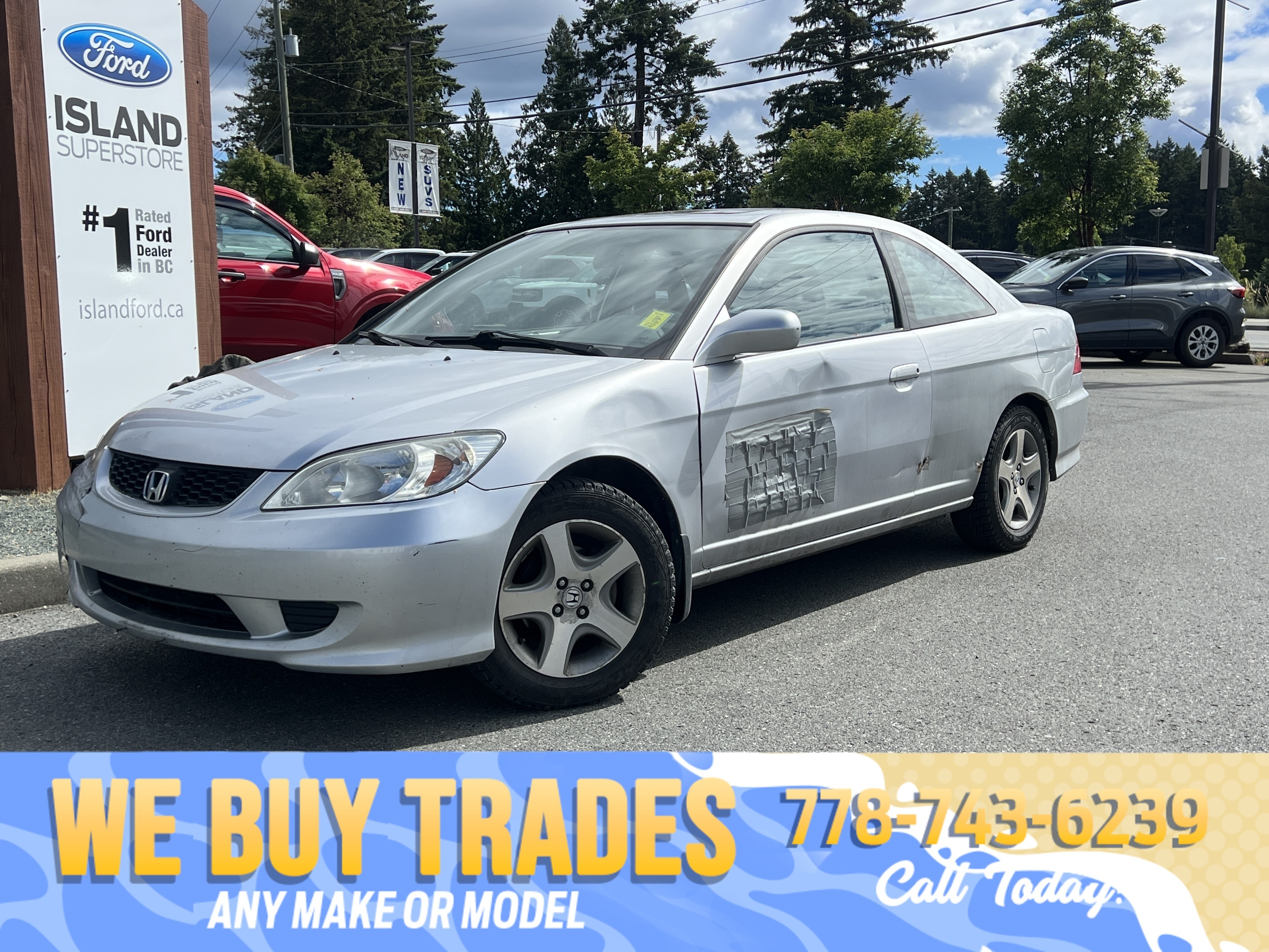 Silver 2004 Honda Civic Coupe EX Coupe Front-Wheel Drive Automatic