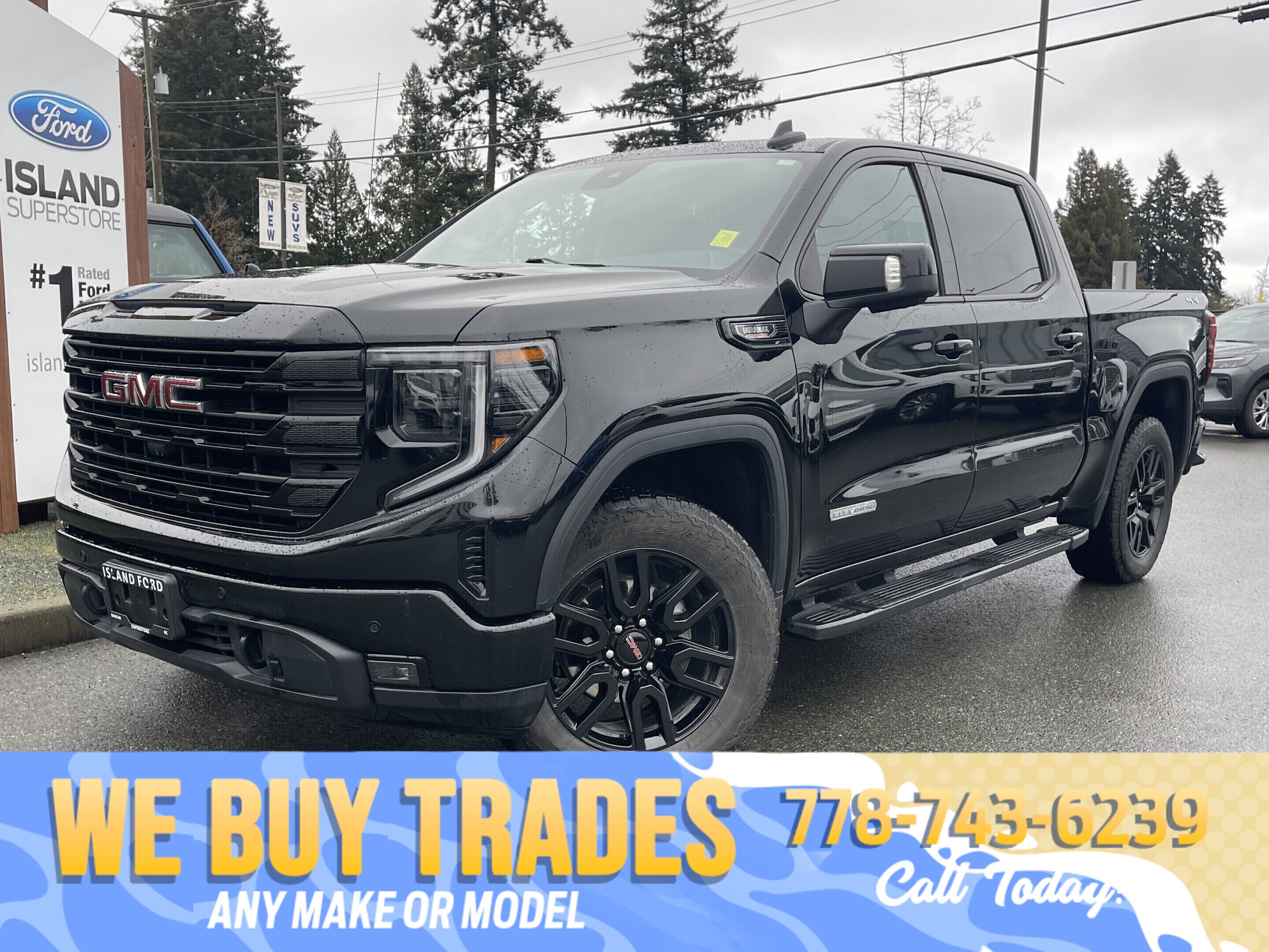 Black 2025 GMC Sierra 1500 Elevation Crew Cab 4WD Pickup Truck Four-Wheel Drive Automatic