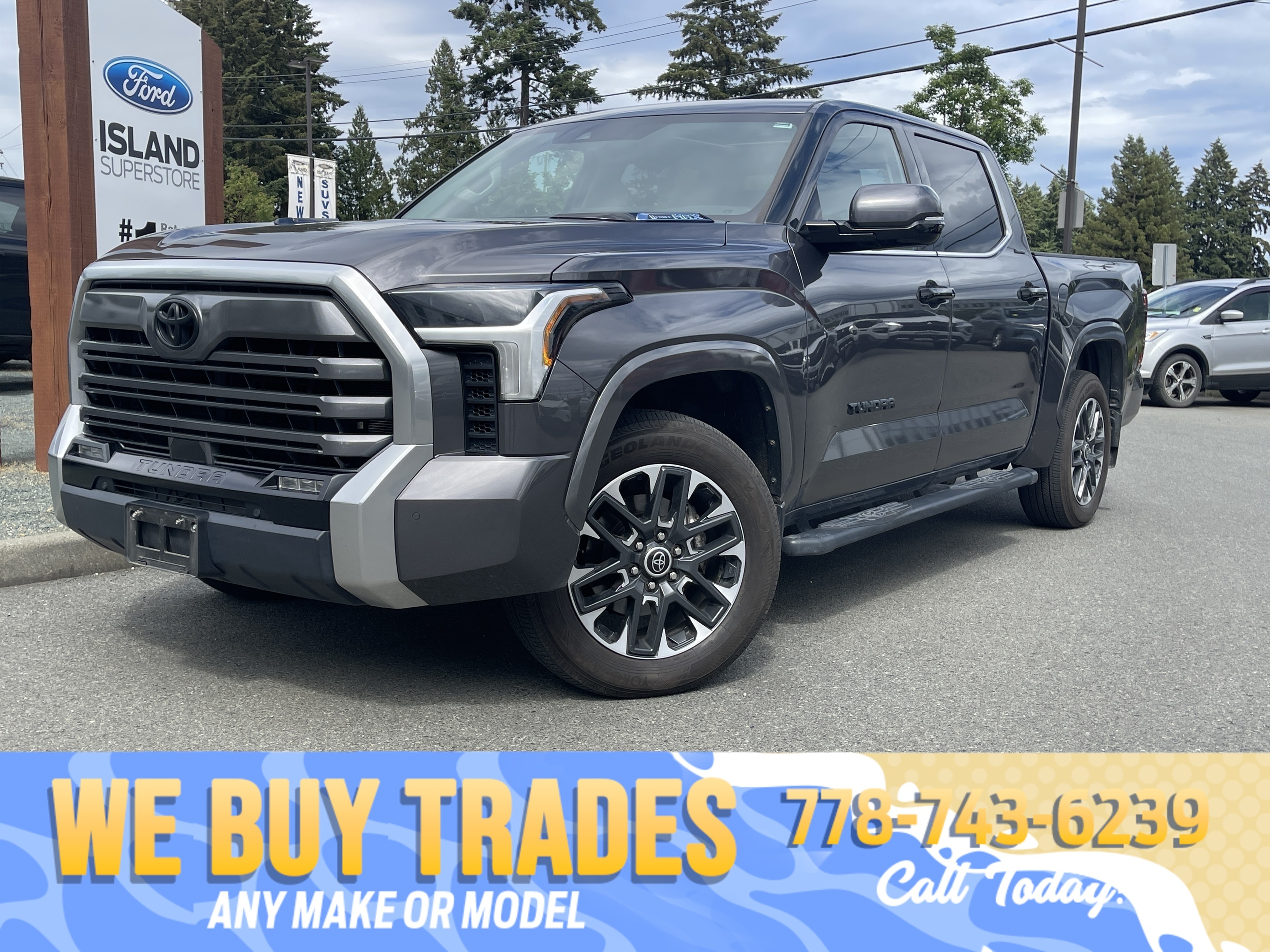 Gray 2023 Toyota Tundra Hybrid Limited HV CrewMax Cab 4WD Pickup Truck Four-Wheel Drive Automatic