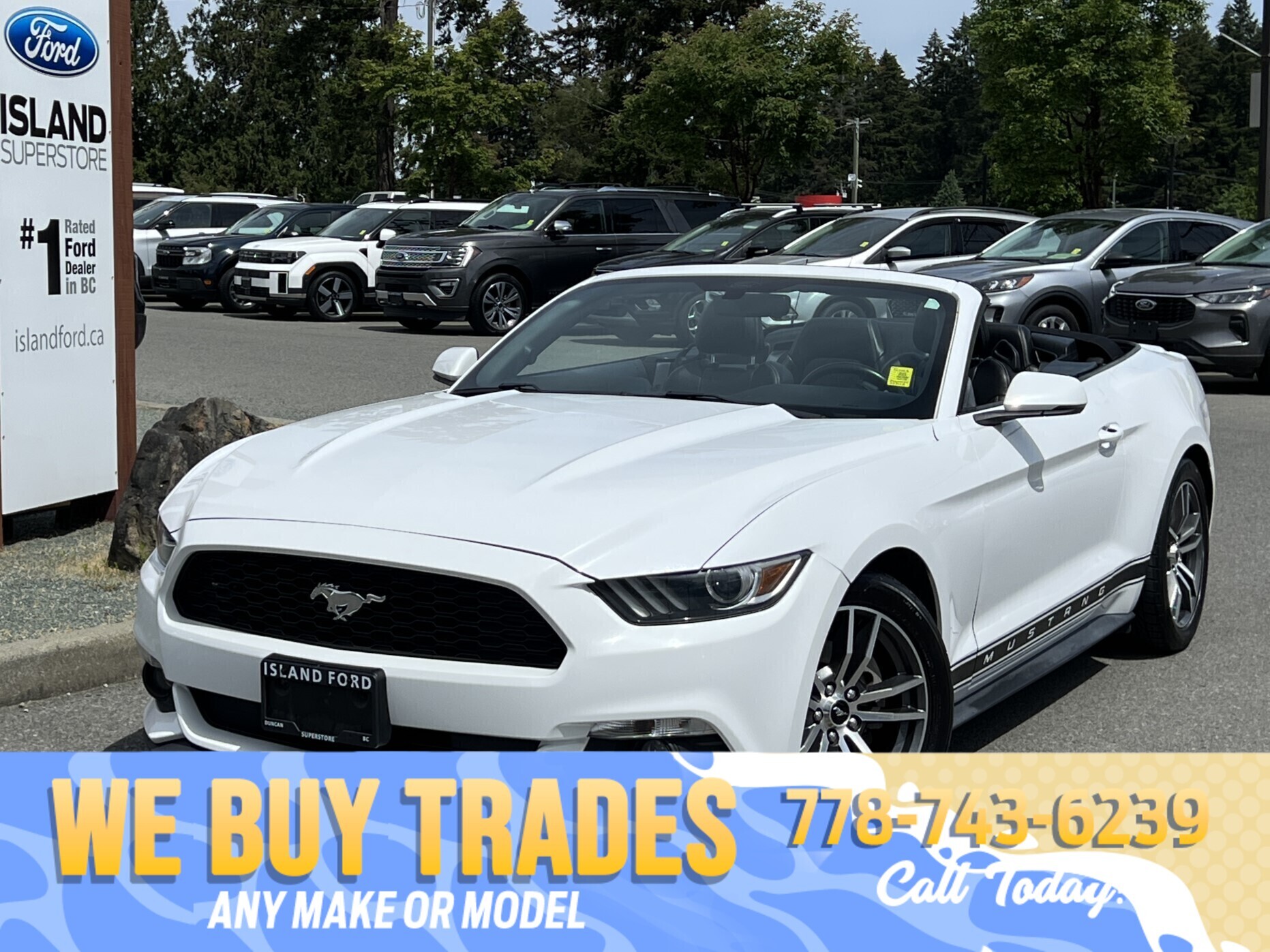 White 2015 Ford Mustang EcoBoost Premium Convertible RWD Convertible Rear-Wheel Drive Automatic