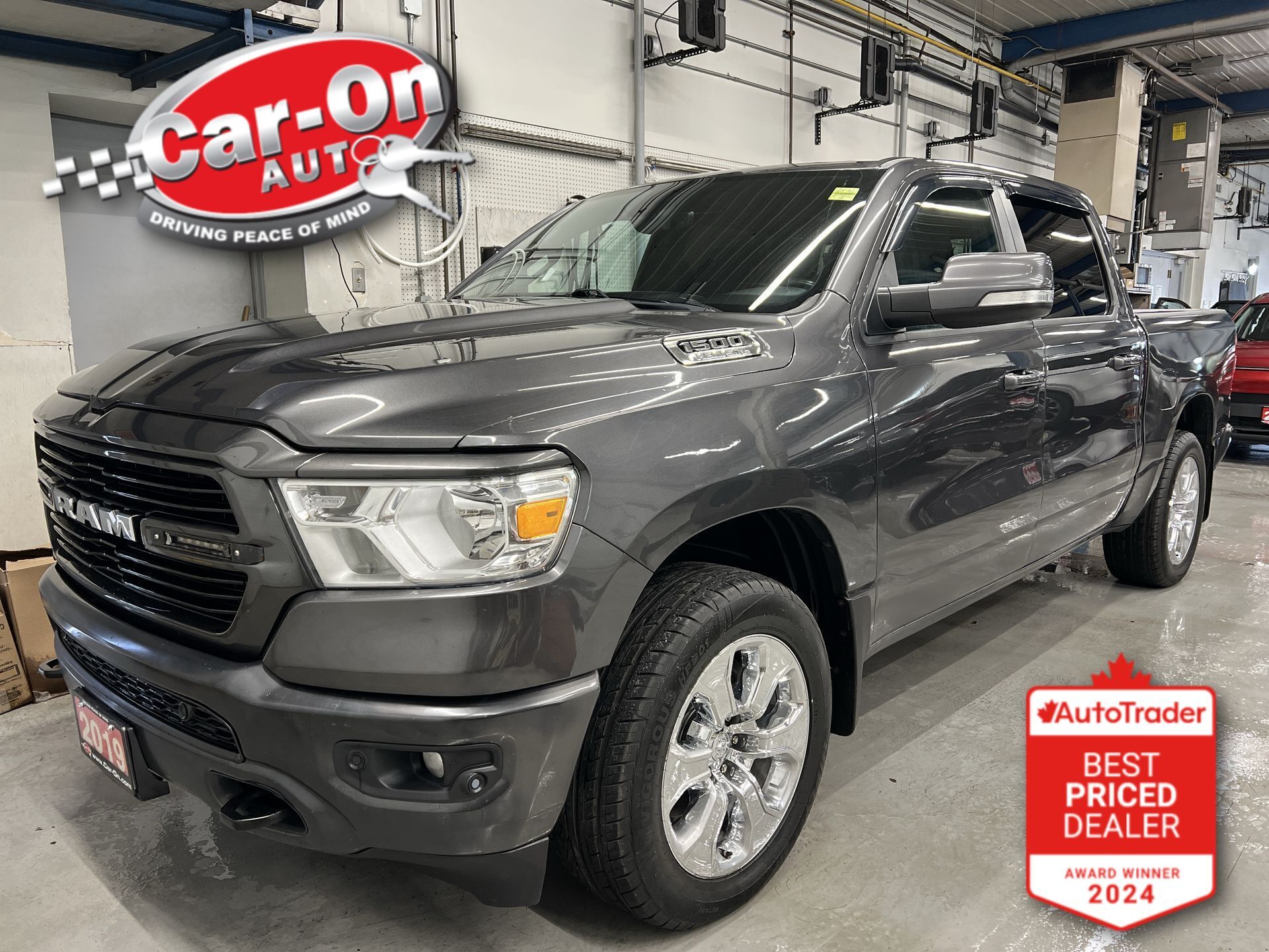 Gray 2019 RAM 1500 Big Horn Crew Cab 4WD Pickup Truck Four-Wheel Drive Automatic