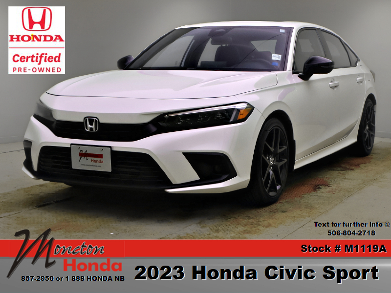 White 2023 Honda Civic Sport FWD Sedan Front-Wheel Drive Continuously Variable Transmission