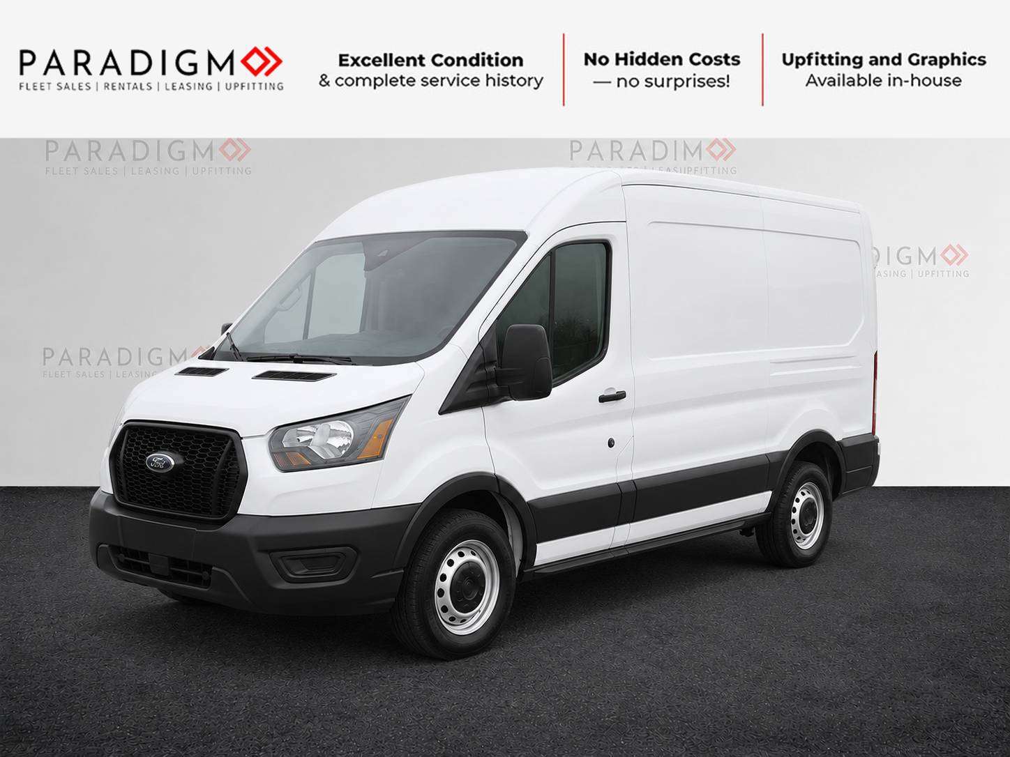 White 2025 Ford Transit Cargo 250 Medium Roof LB RWD Van Rear-Wheel Drive Automatic