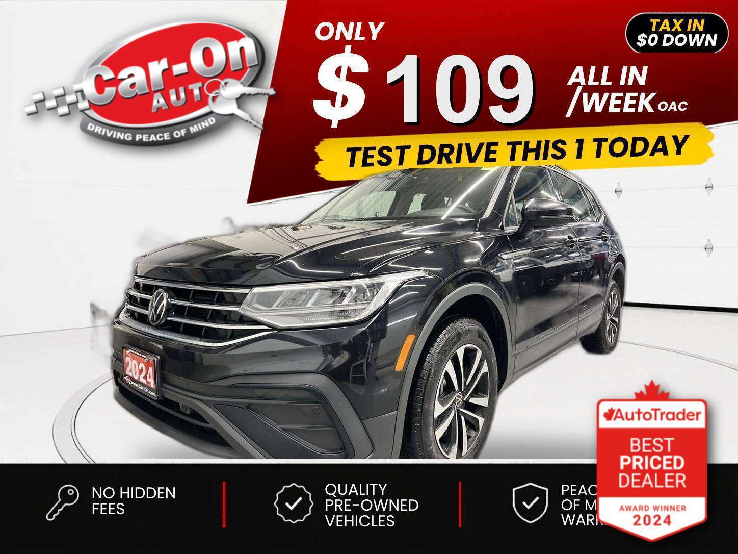 Black 2024 Volkswagen Tiguan S 4Motion SUV / Crossover All-Wheel Drive Automatic