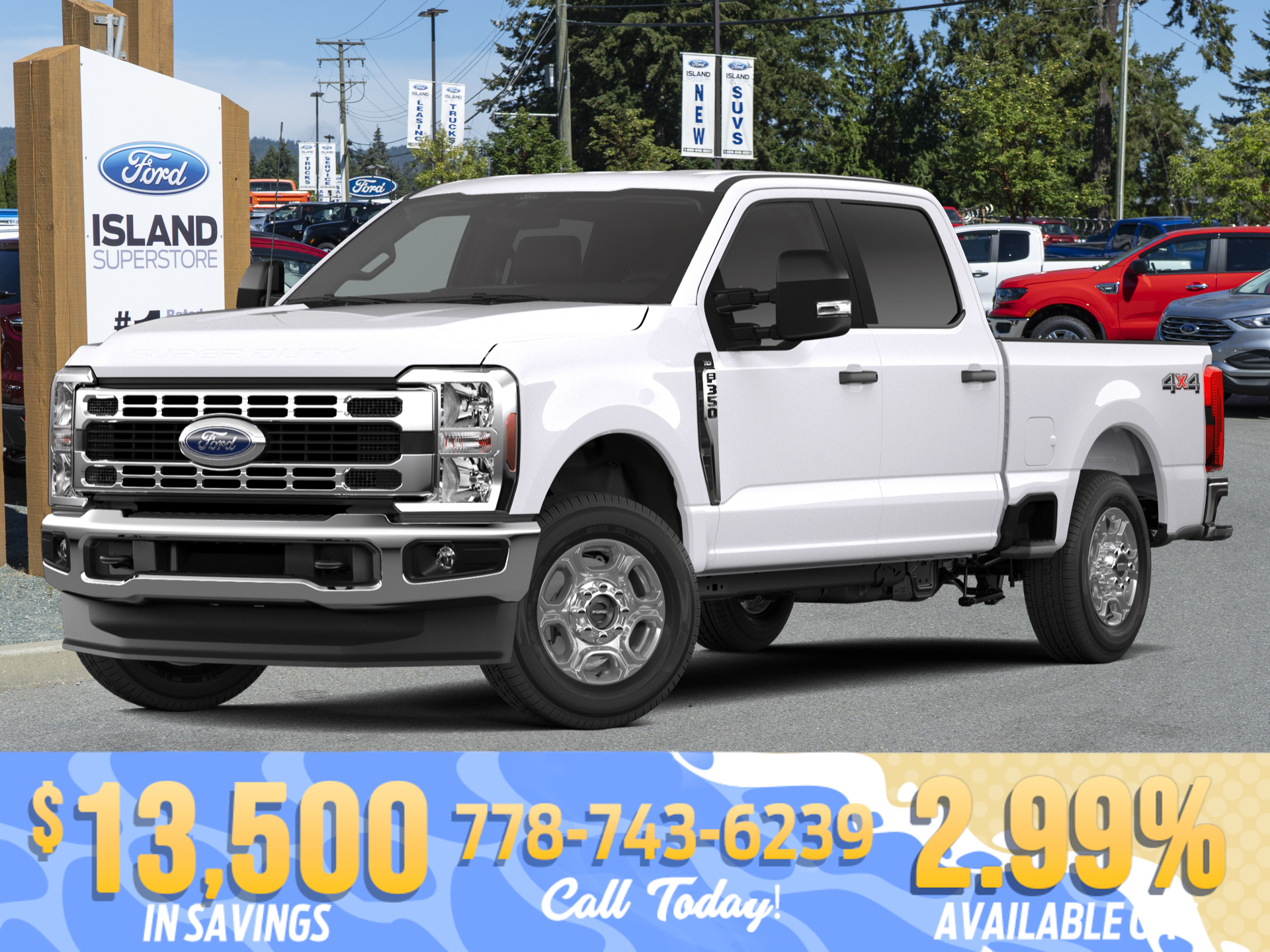 White 2026 Ford F-350 Super Duty XLT Crew Cab 4WD Pickup Truck Four-Wheel Drive Automatic