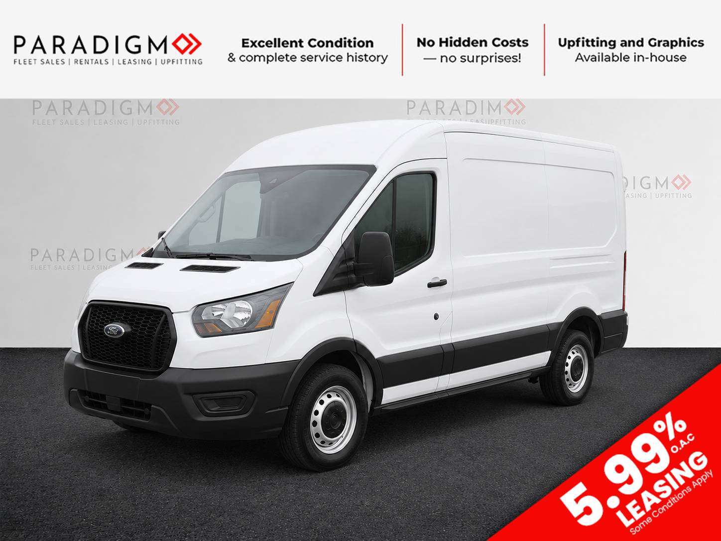 White 2025 Ford Transit Cargo 250 Medium Roof LB RWD Van Rear-Wheel Drive Automatic