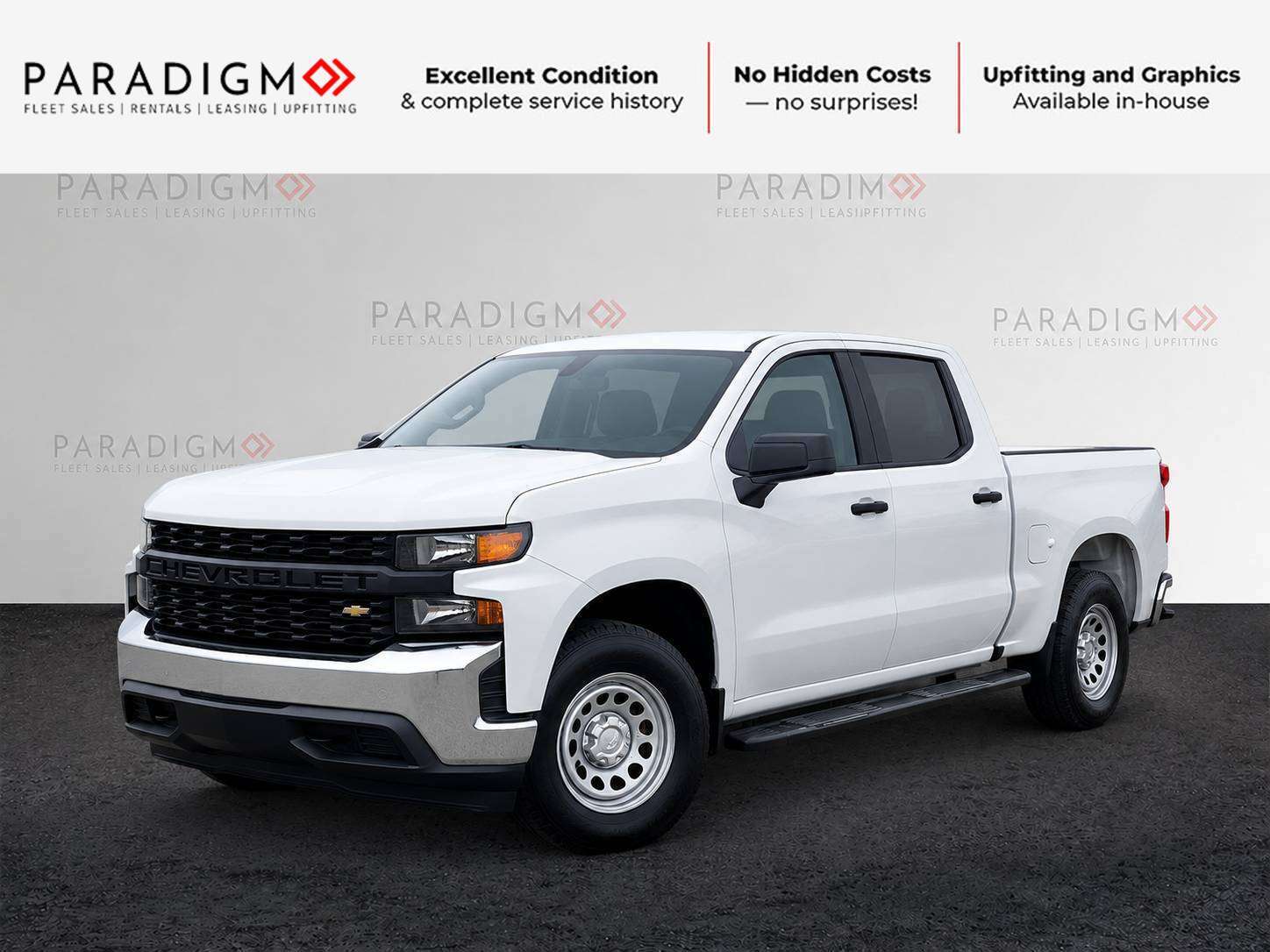 White 2020 Chevrolet Silverado 1500 Work Truck Crew Cab 4WD Pickup Truck Four-Wheel Drive 6-Speed Automatic