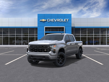 Gray 2026 Chevrolet Silverado 1500 Custom Crew Cab 4WD Pickup Truck Four-Wheel Drive Automatic