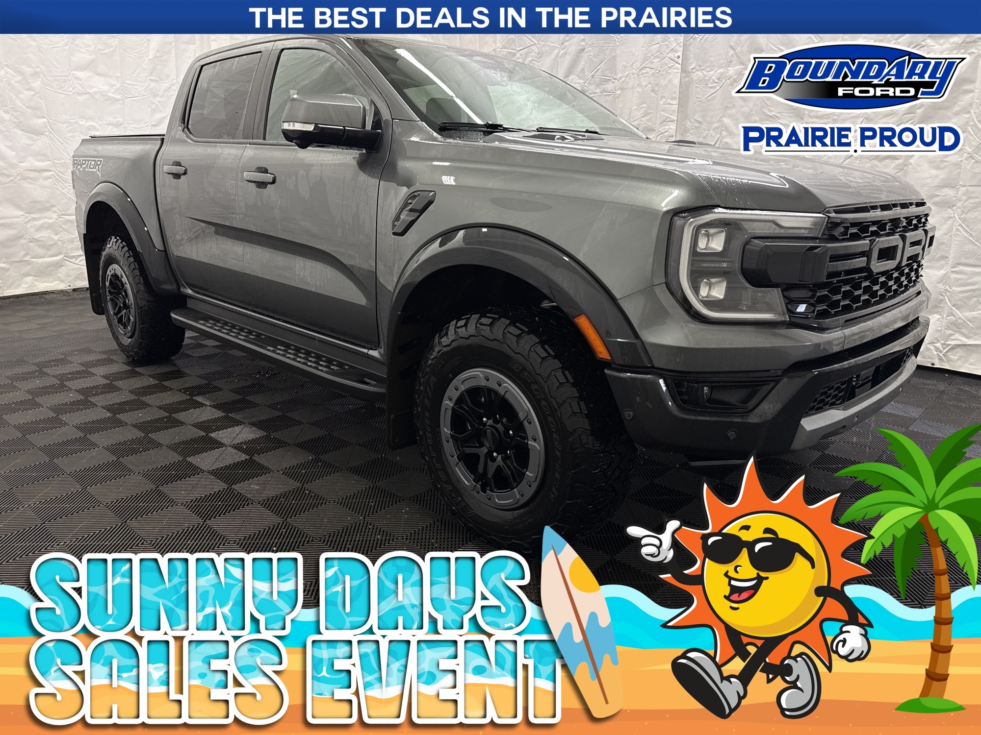 Gray 2024 Ford Ranger Raptor SuperCrew 4WD Pickup Truck Four-Wheel Drive Automatic