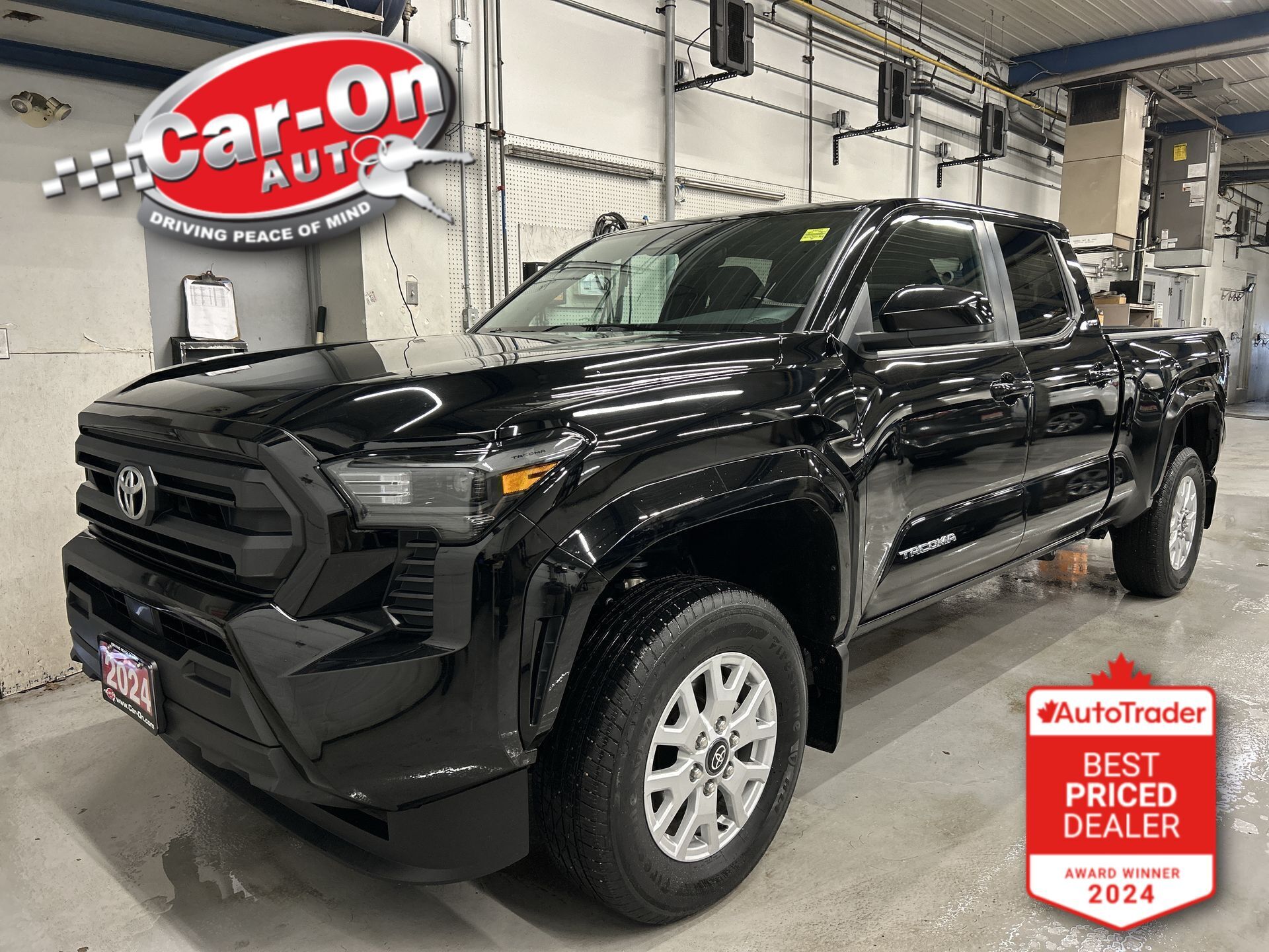 Black 2024 Toyota Tacoma SR5 Double Cab 4WD Pickup Truck Four-Wheel Drive Automatic