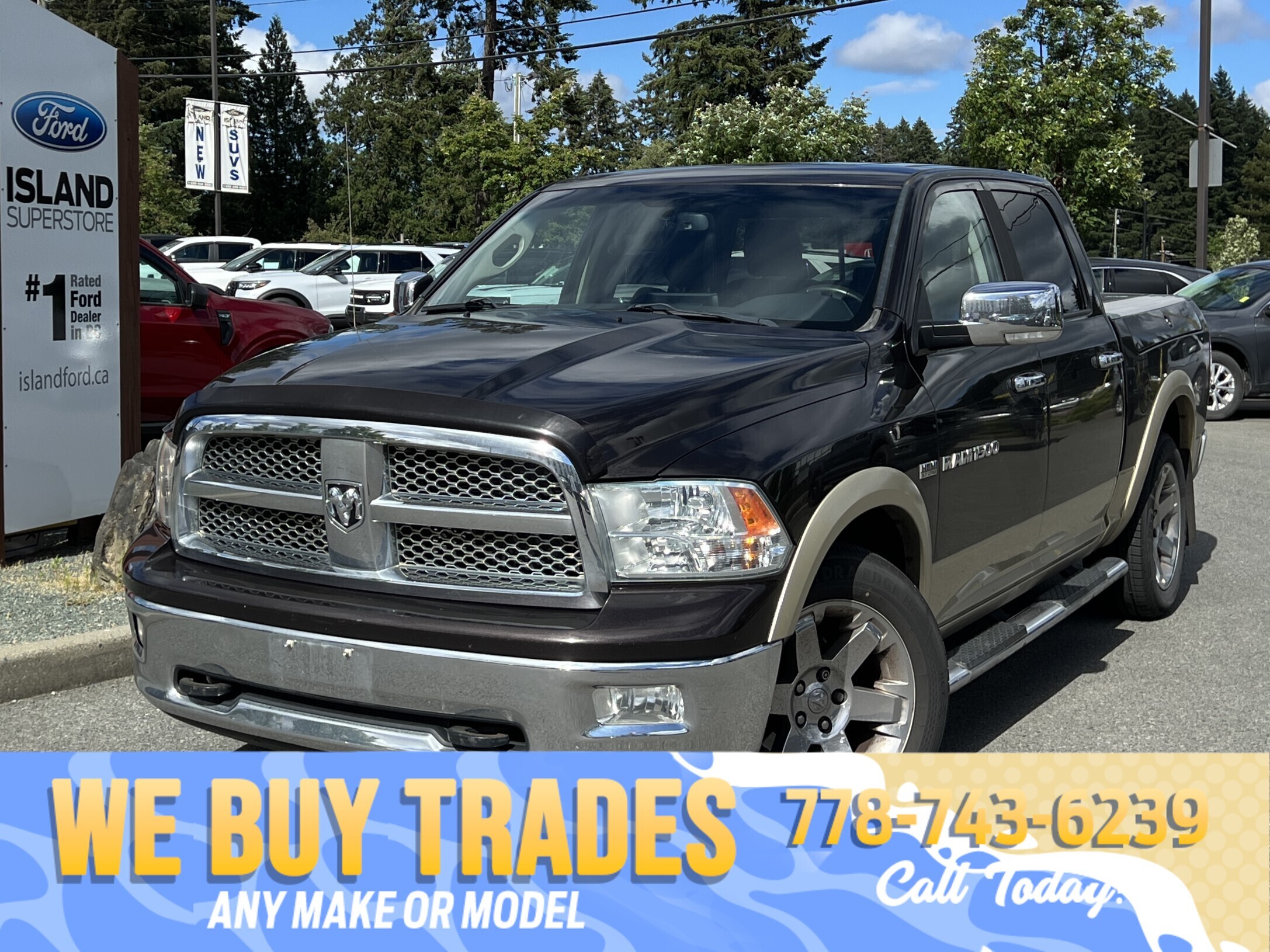 Brown 2011 RAM 1500 Laramie Crew Cab 4WD Pickup Truck Four-Wheel Drive Automatic