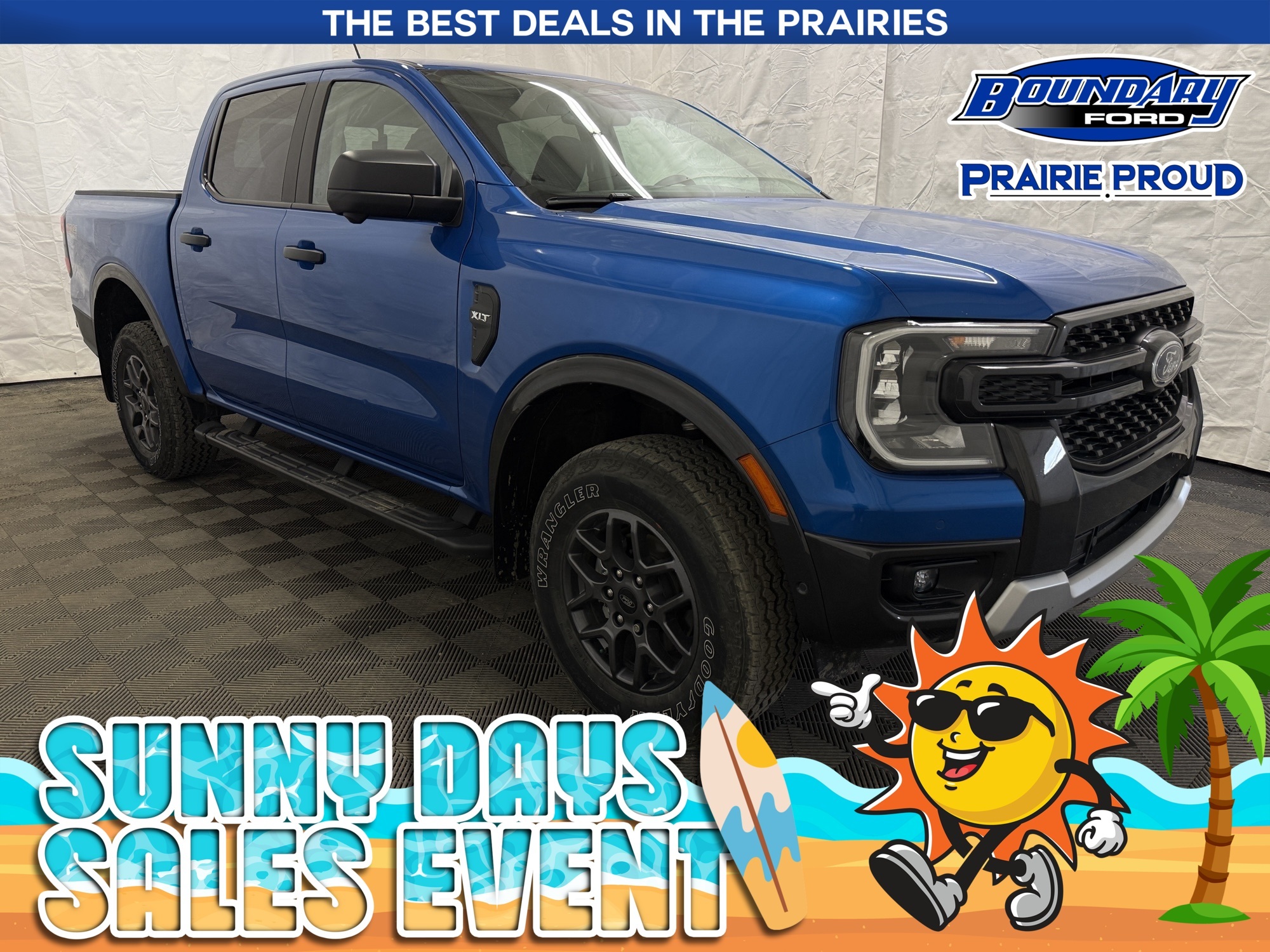 Blue 2024 Ford Ranger XLT SuperCrew 4WD Pickup Truck Four-Wheel Drive Automatic