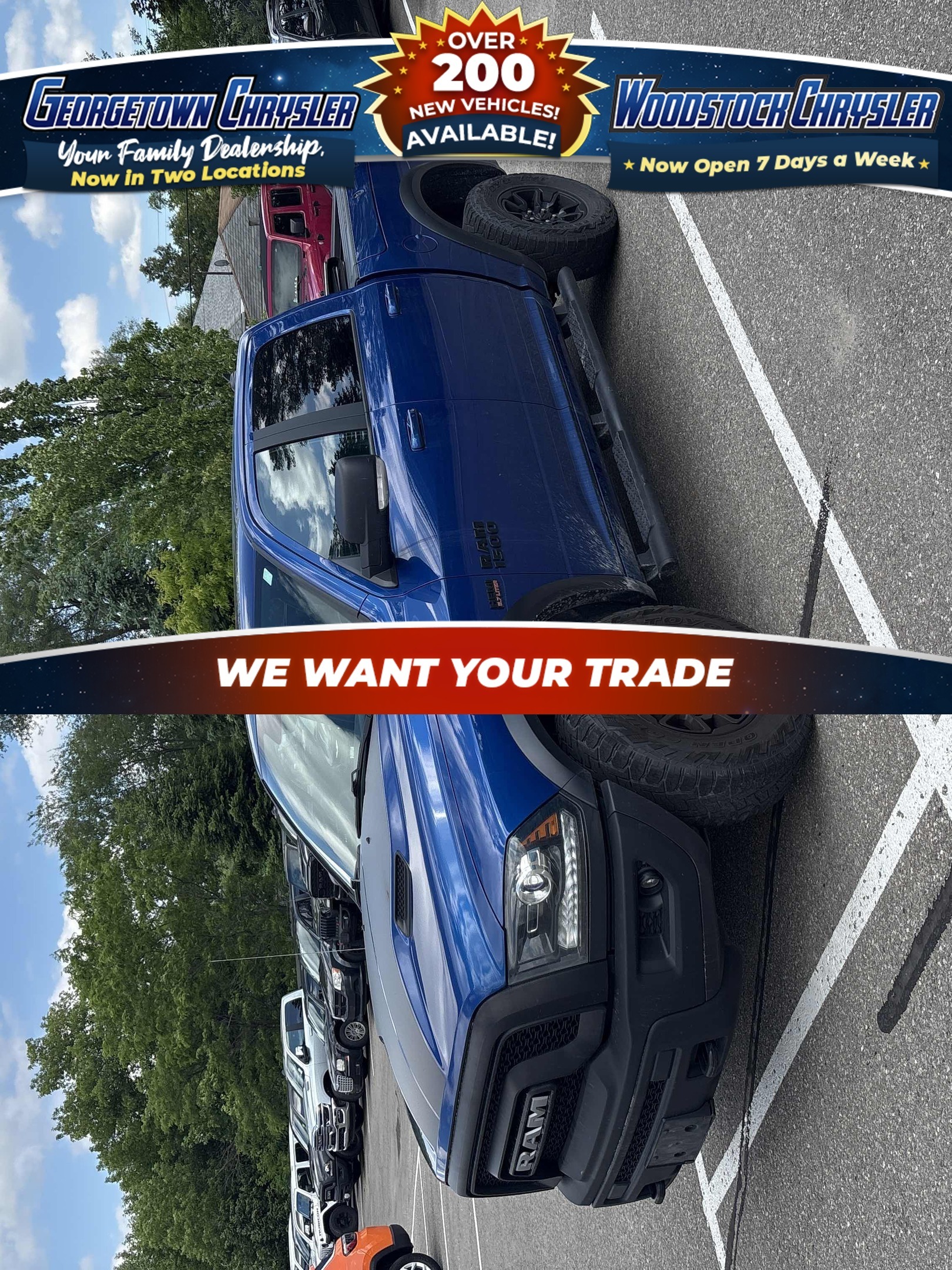 Blue 2018 RAM 1500 Rebel Crew Cab 4WD Pickup Truck Four-Wheel Drive 8-Speed Automatic