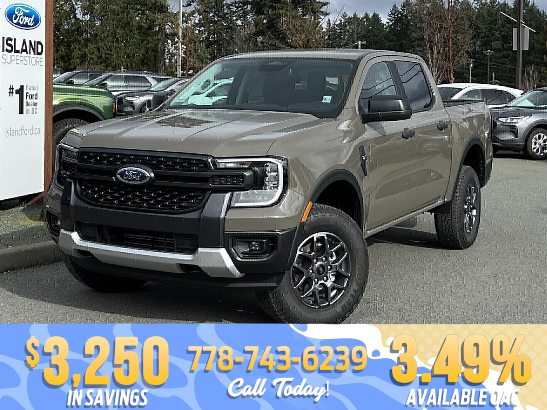 Gray 2026 Ford Ranger XLT SuperCrew 4WD Pickup Truck Four-Wheel Drive Automatic