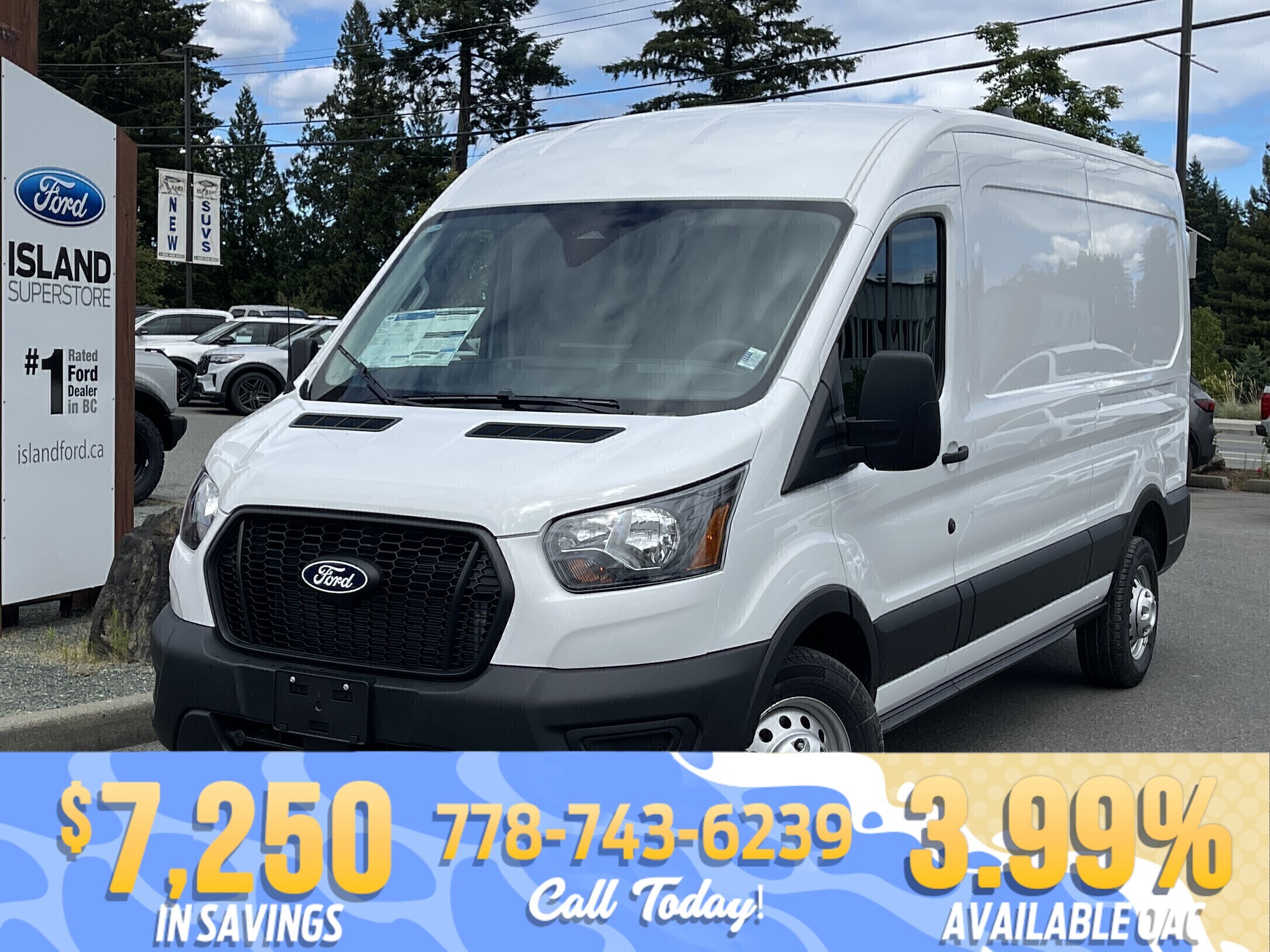 White 2026 Ford Transit Cargo 250 Medium Roof LB RWD Van Rear-Wheel Drive Automatic