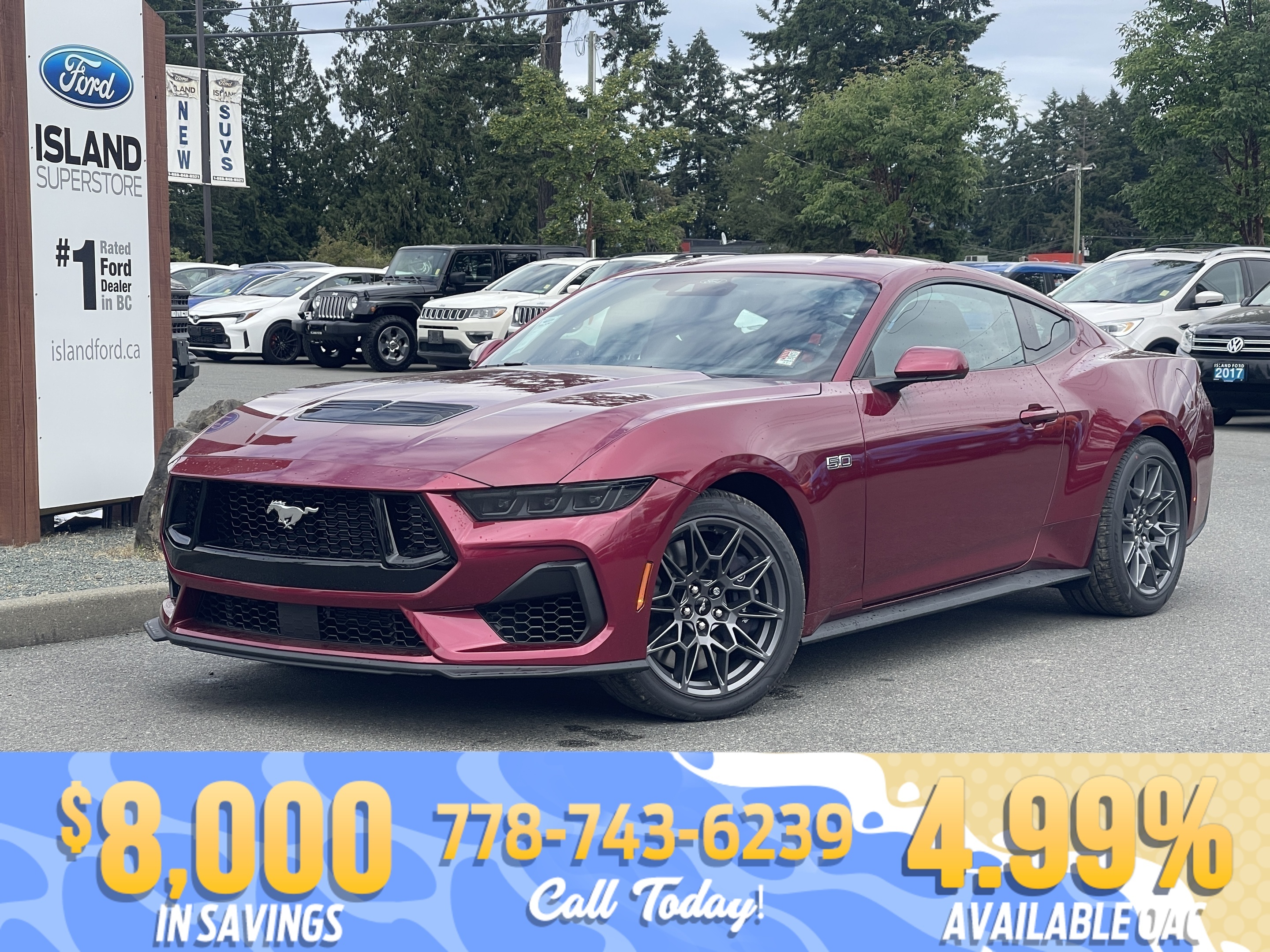 Red 2025 Ford Mustang GT Premium Fastback RWD Coupe Rear-Wheel Drive Automatic