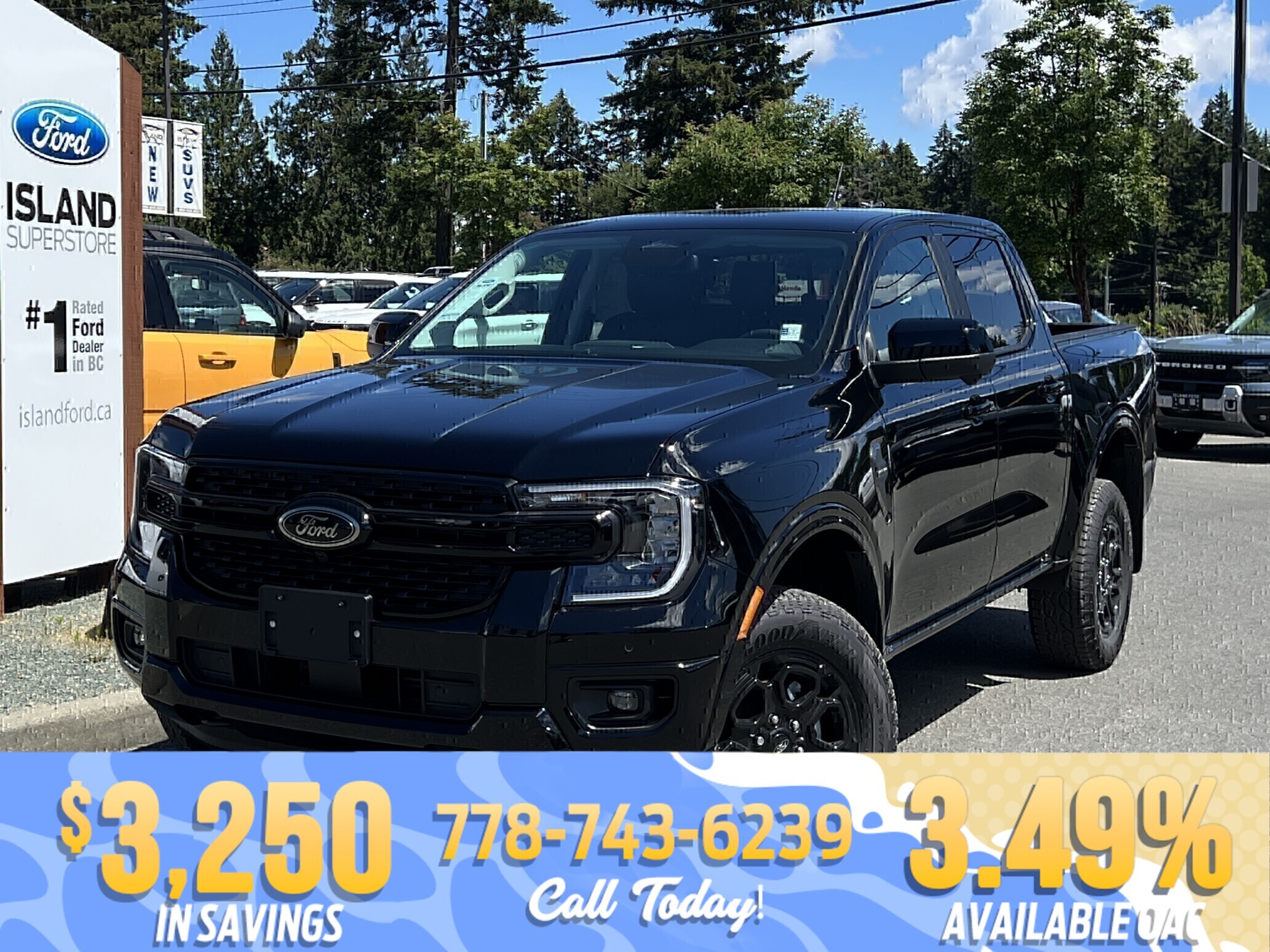 Black 2026 Ford Ranger Lariat SuperCrew 4WD Pickup Truck Four-Wheel Drive Automatic