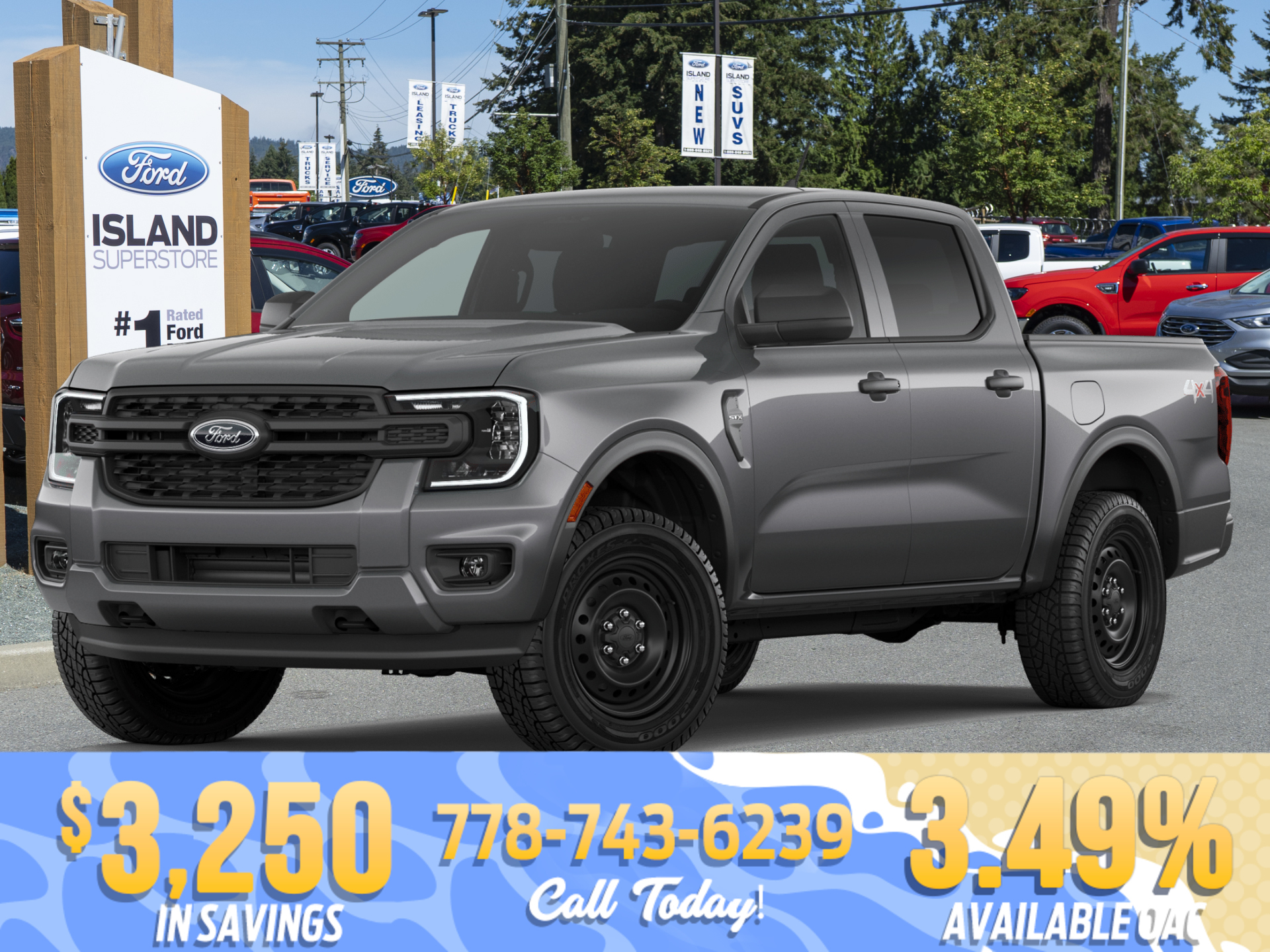 Gray 2026 Ford Ranger XL SuperCrew 4WD Pickup Truck Four-Wheel Drive Automatic