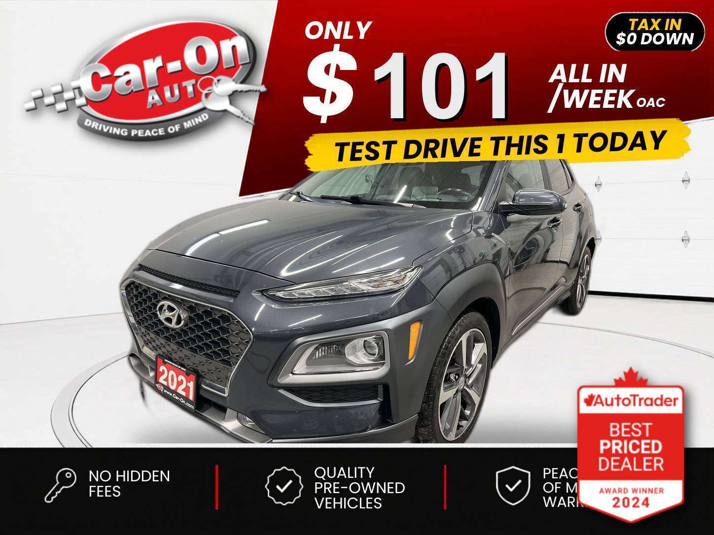 Gray 2021 Hyundai Kona SUV / Crossover All-Wheel Drive Automatic